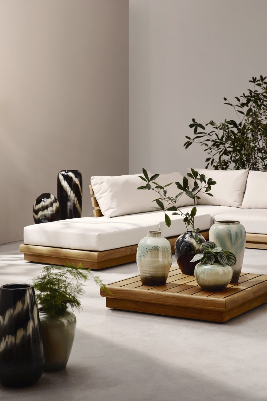 Gartenmodulsofa Delgada aus Teakholz, Eck-Element