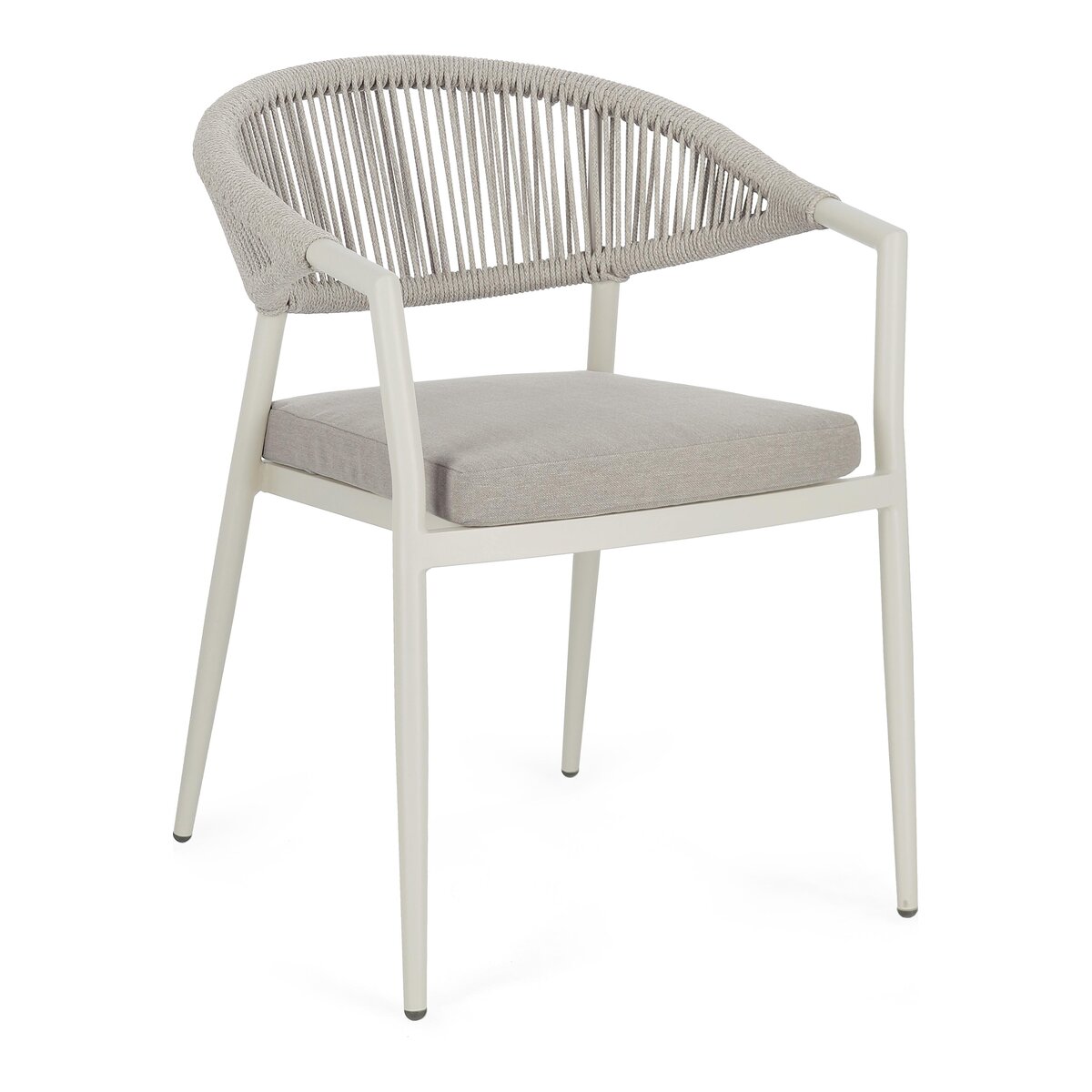 4er-Set Gartenstuhl Millor - Aluminium Cremeweiß, inkl. Sitzkissen