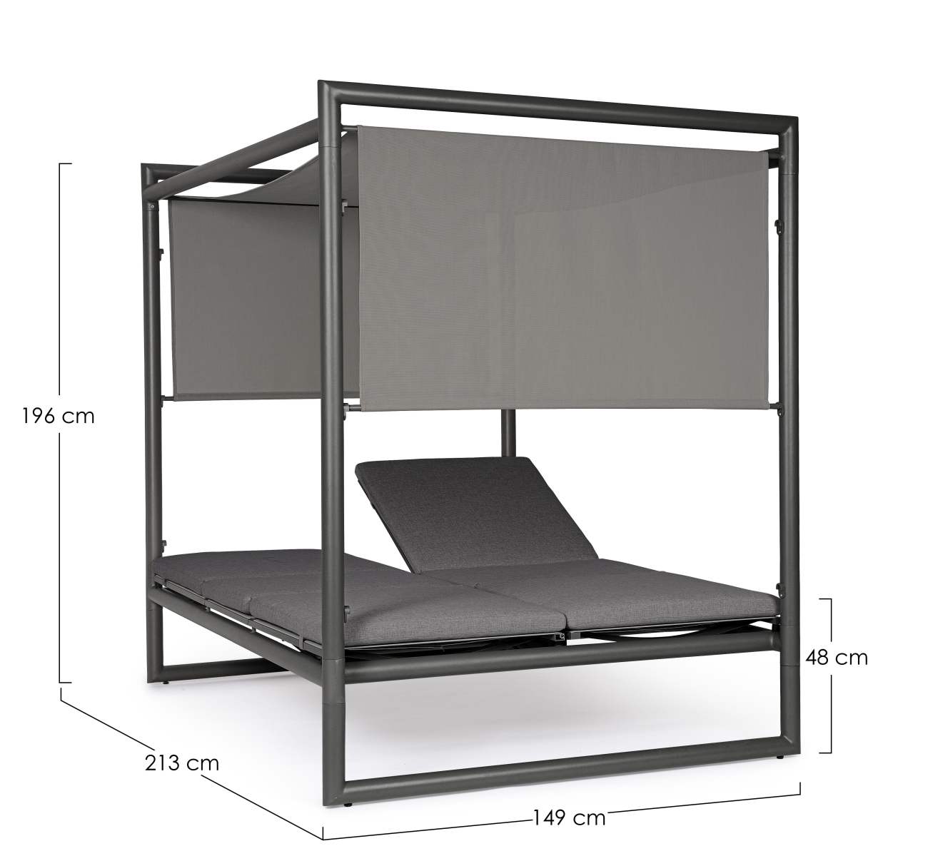 Gartendaybed Konnor aus Aluminium, Anthrazit