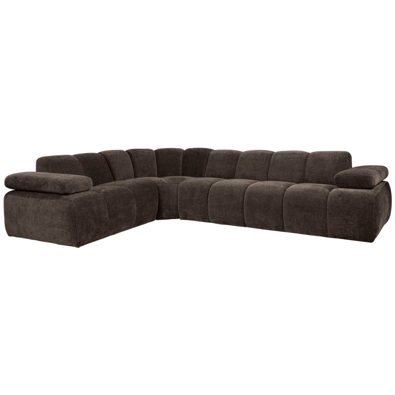 Ecksofa Mojo aus Flachcord Links, Braun