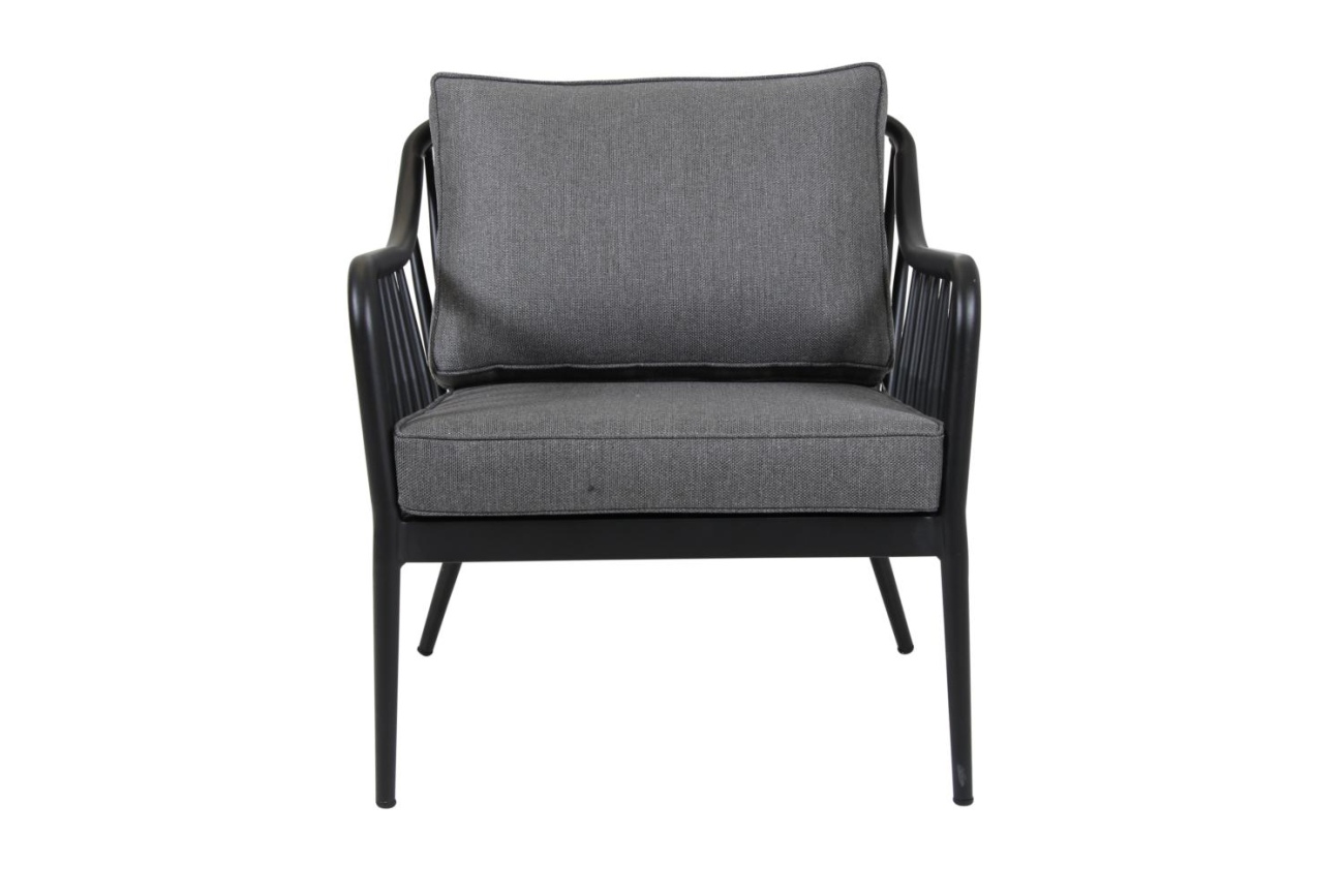 Der Gartensessel Coleville überzeugt mit seinem modernen Design. Gefertigt wurde er aus Metall, welches einen schwarzen Farbton besitzt. Das Gestell ist auch aus Metall. Die Sitzhöhe des Sessels beträgt 48 cm.
