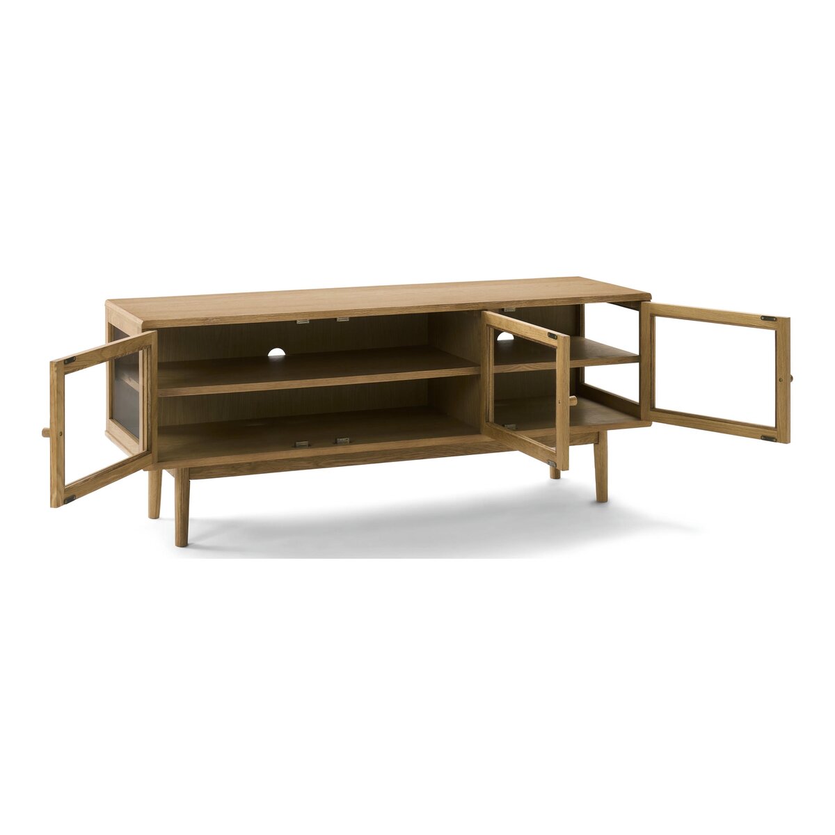 TV-Board Gobens Eiche Natur 137 cm - TV-Möbel mit Glastüren, FSC-zertifiziert