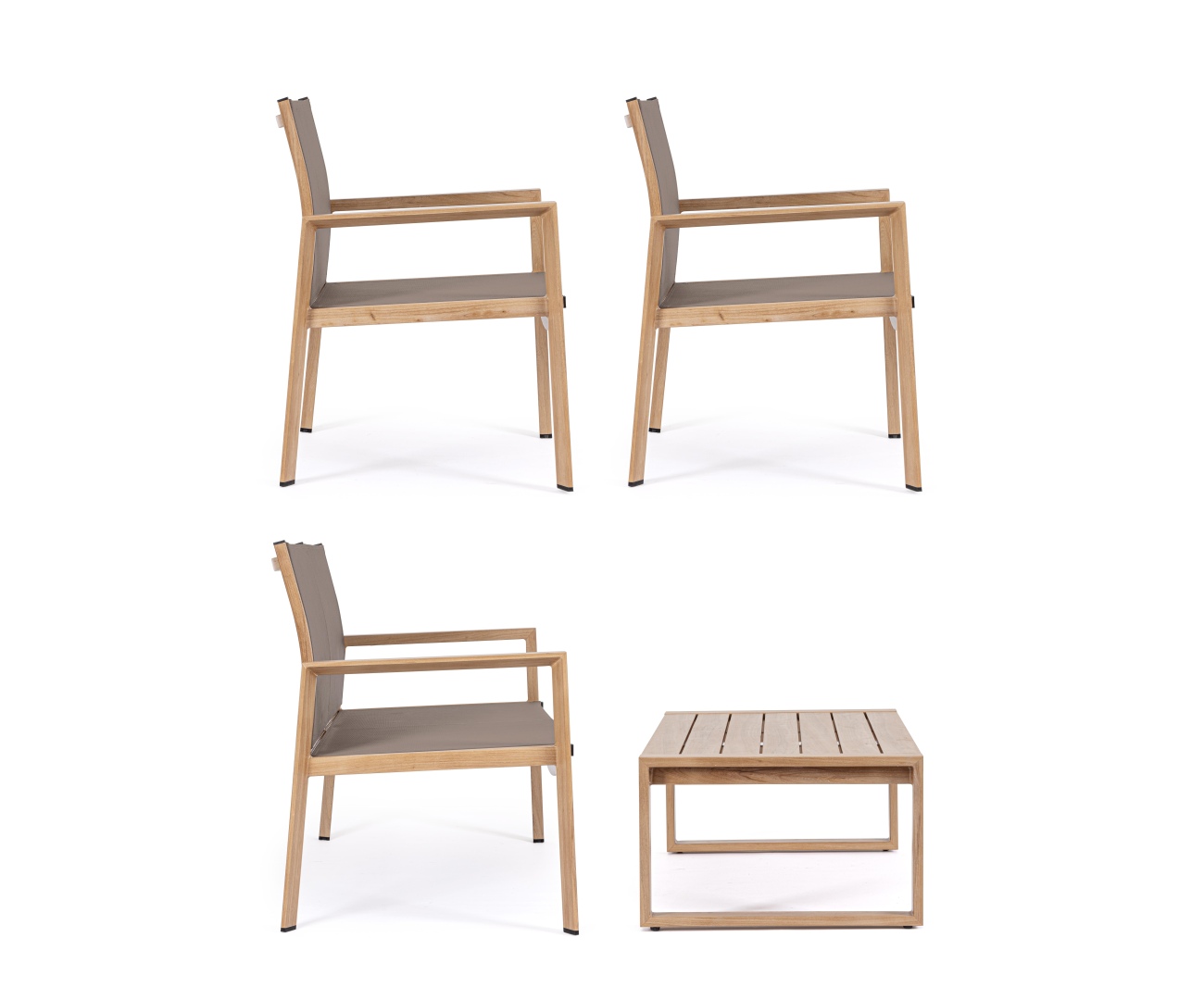 Garten-Set Kallen 4er-Set aus Aluminium, Natur