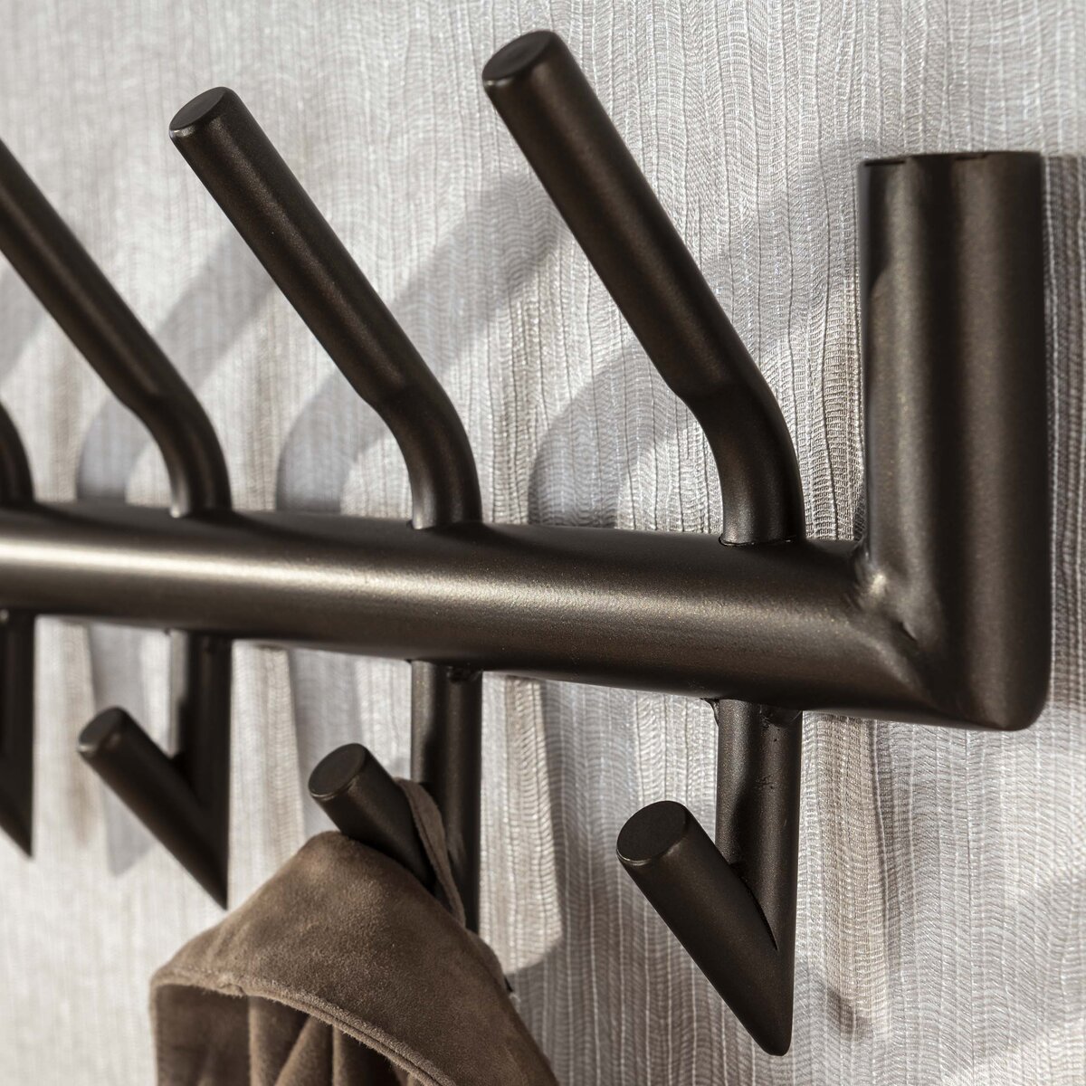 Wandgarderobe Obut Metall mit 12 Haken, Bronze/Drift Brown