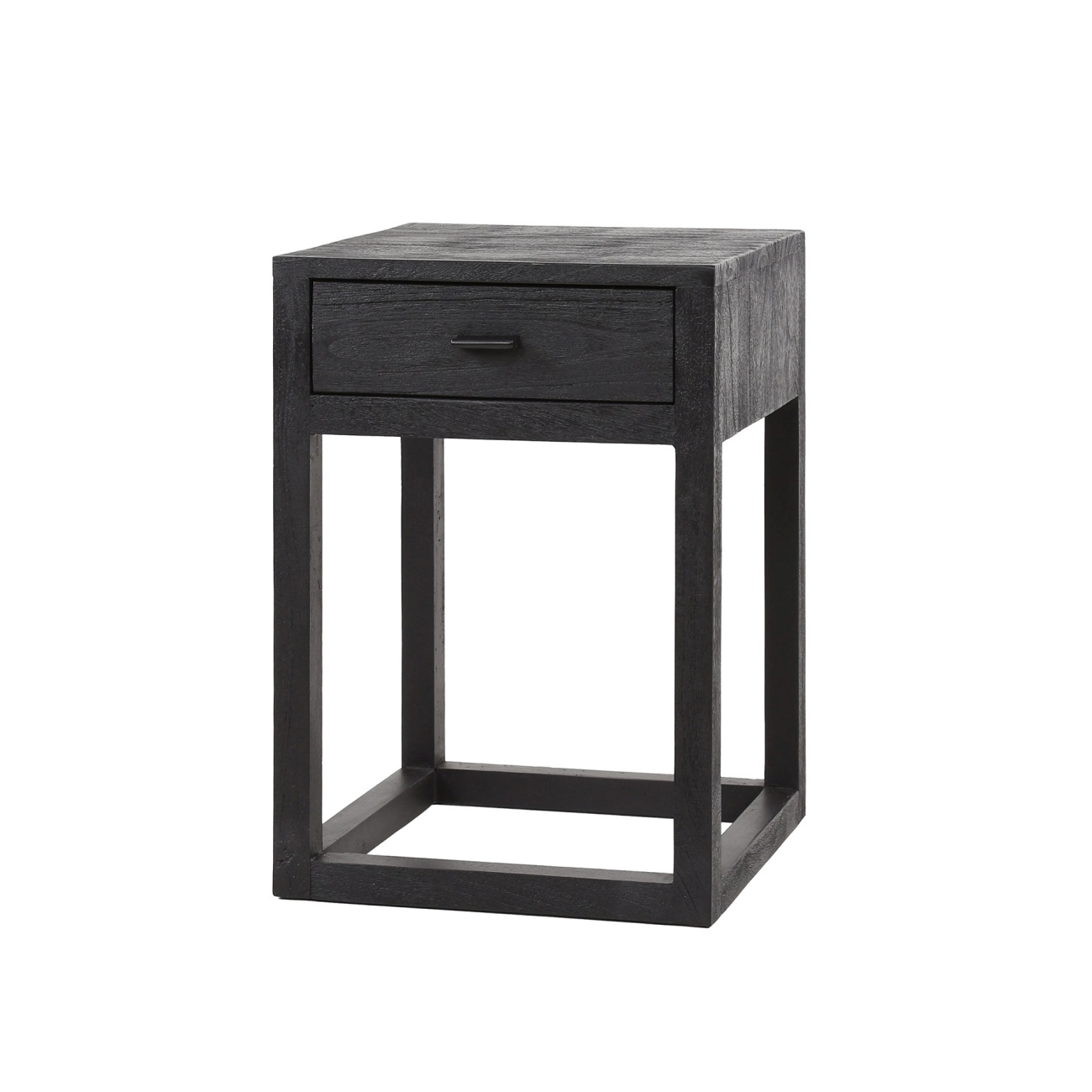 Nachttisch Blasq - Mangoholz massiv Schwarz, mit Schublade Nachttisch Blasq - Mangoholz massiv in Schwarz, mit 1 Schublade