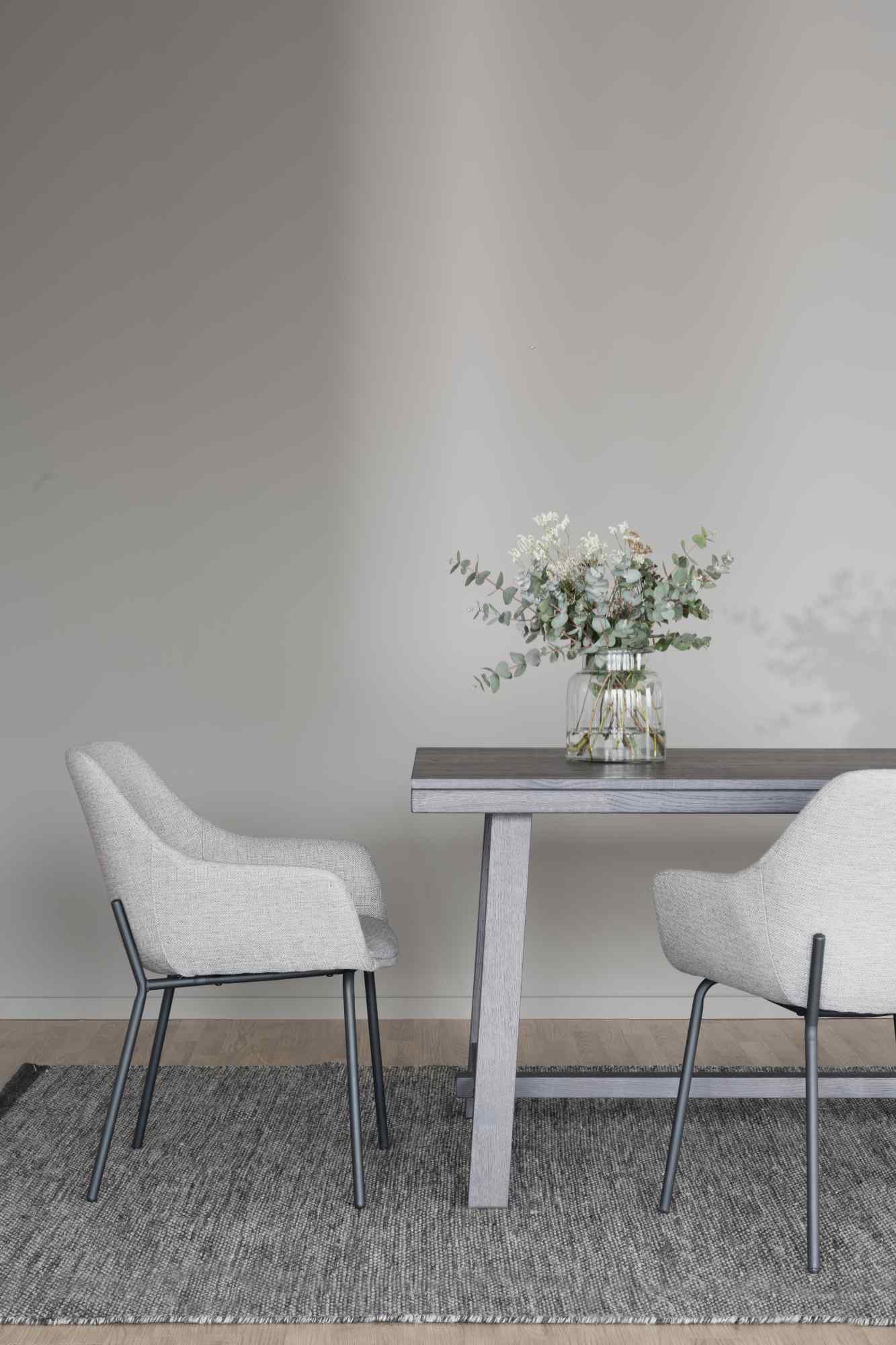 Stuhl Harey 2er Set mit Armlehnen, Grau passt perfekt in stilvolle Wohnräume.