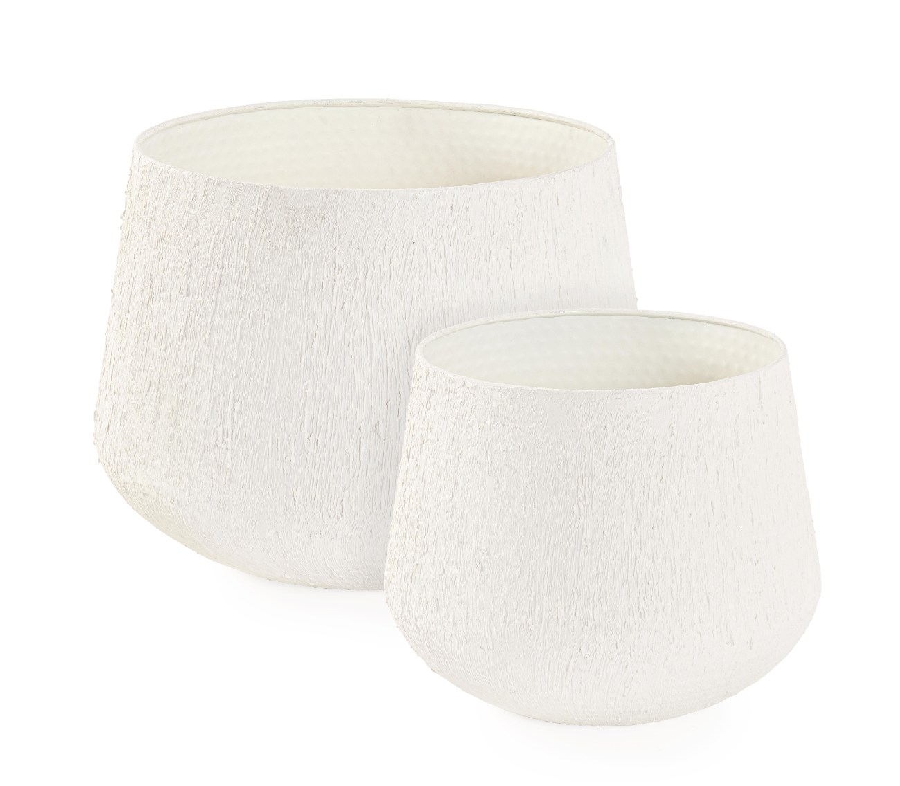 Outdoor-Vase Kenar 2er-Set aus Metall Niedrig, Weiß Outdoor-Vase Kenar 2er-Set aus Metall Niedrig, Weiß