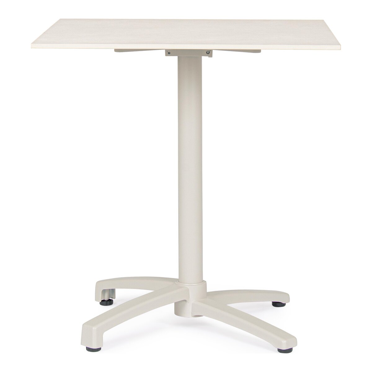 Garten-Bistrotisch Claret - Aluminium Cremeweiß, Steinplatte Hellgrau, 70 x 70 cm