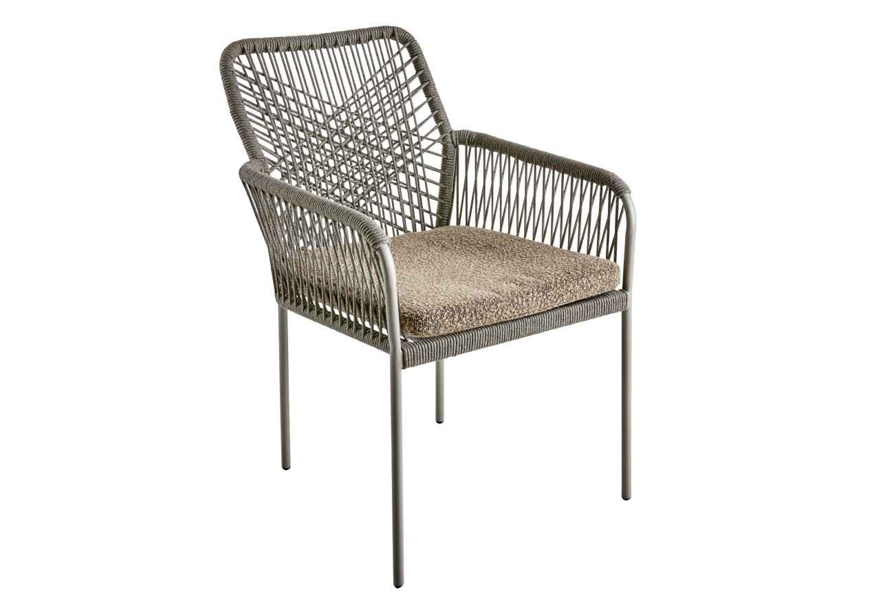 Gartenstuhl Vira mit Kissen, Braun / Taupe Gartenstuhl Vira mit Kissen, Braun / Taupe