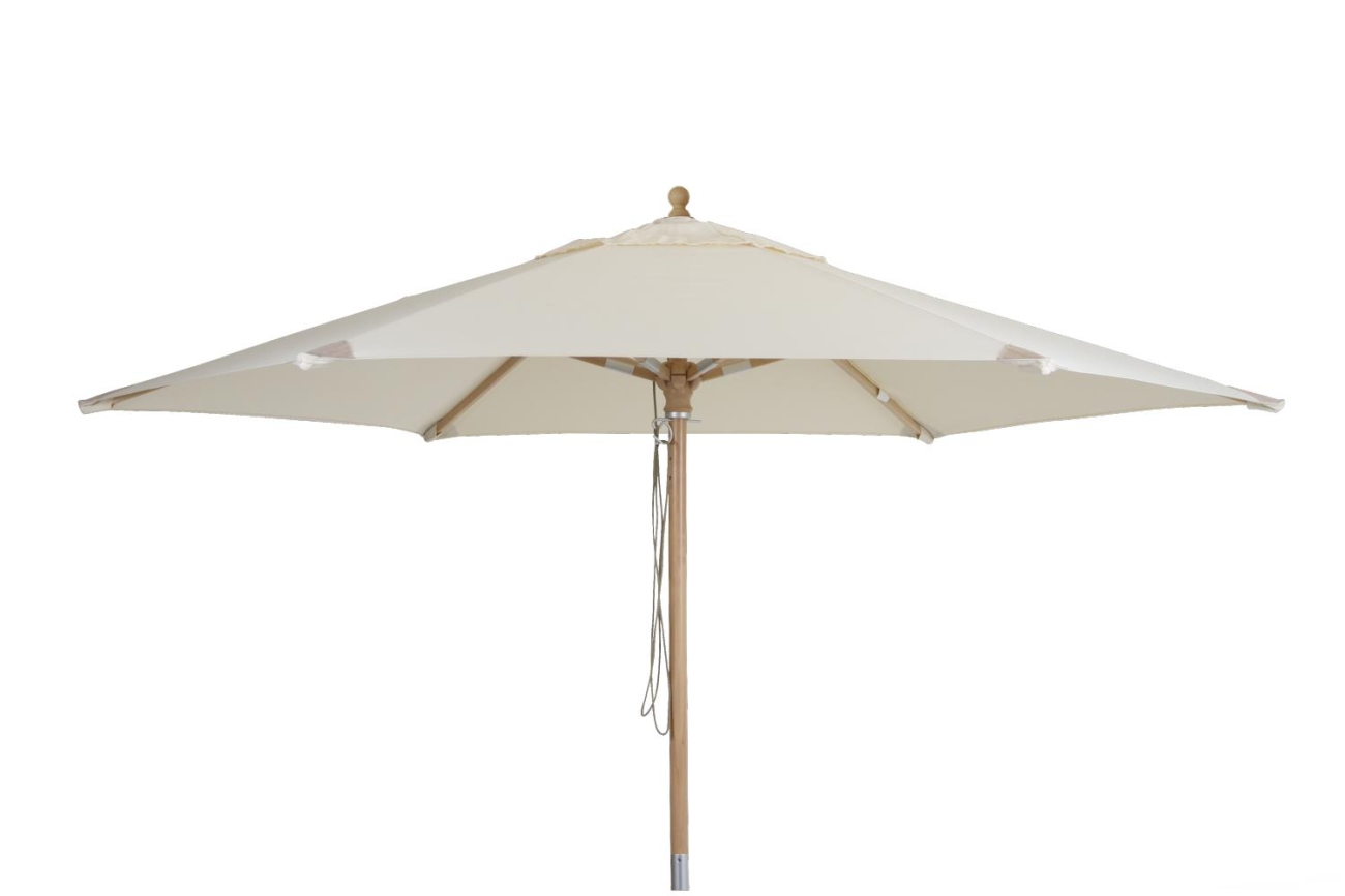 Der Sonnenschirm Reggio überzeugt mit seinem modernen Design. Gefertigt wurde er aus Kunstfasern, welcher einen weißen Farbton besitzt. Das Gestell ist aus Buchenholz und hat eine natürliche Farbe. Der Schirm hat einen Durchmesser von 300 cm.