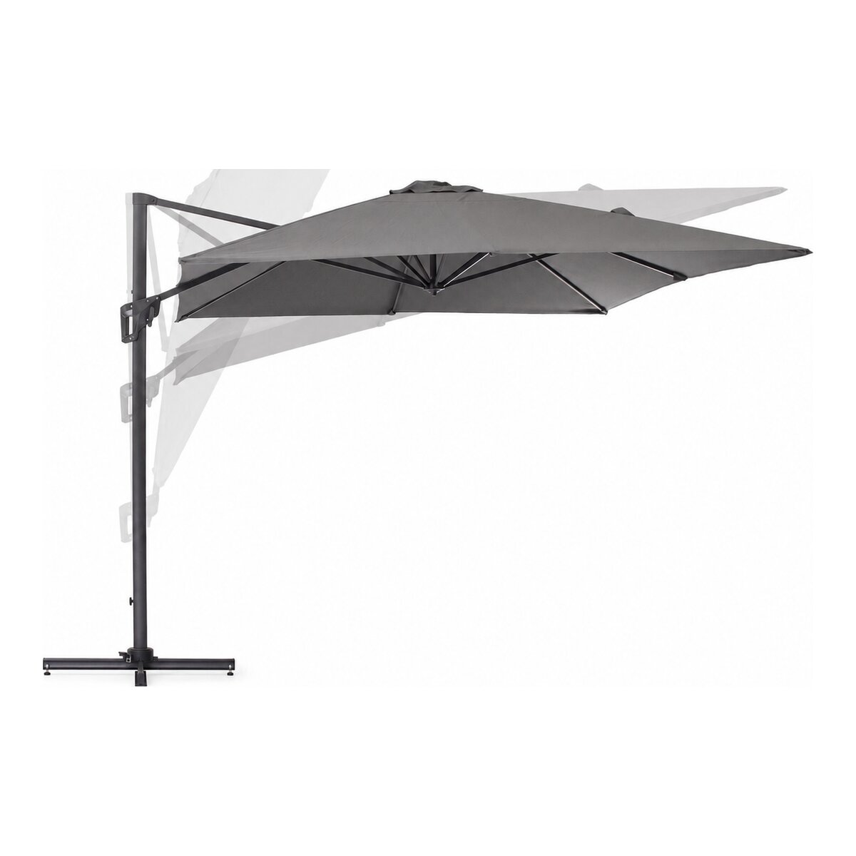 Ampelschirm Porto - Aluminium Anthrazit, Polyester-Stoff Dunkelgrau, 3x4 m