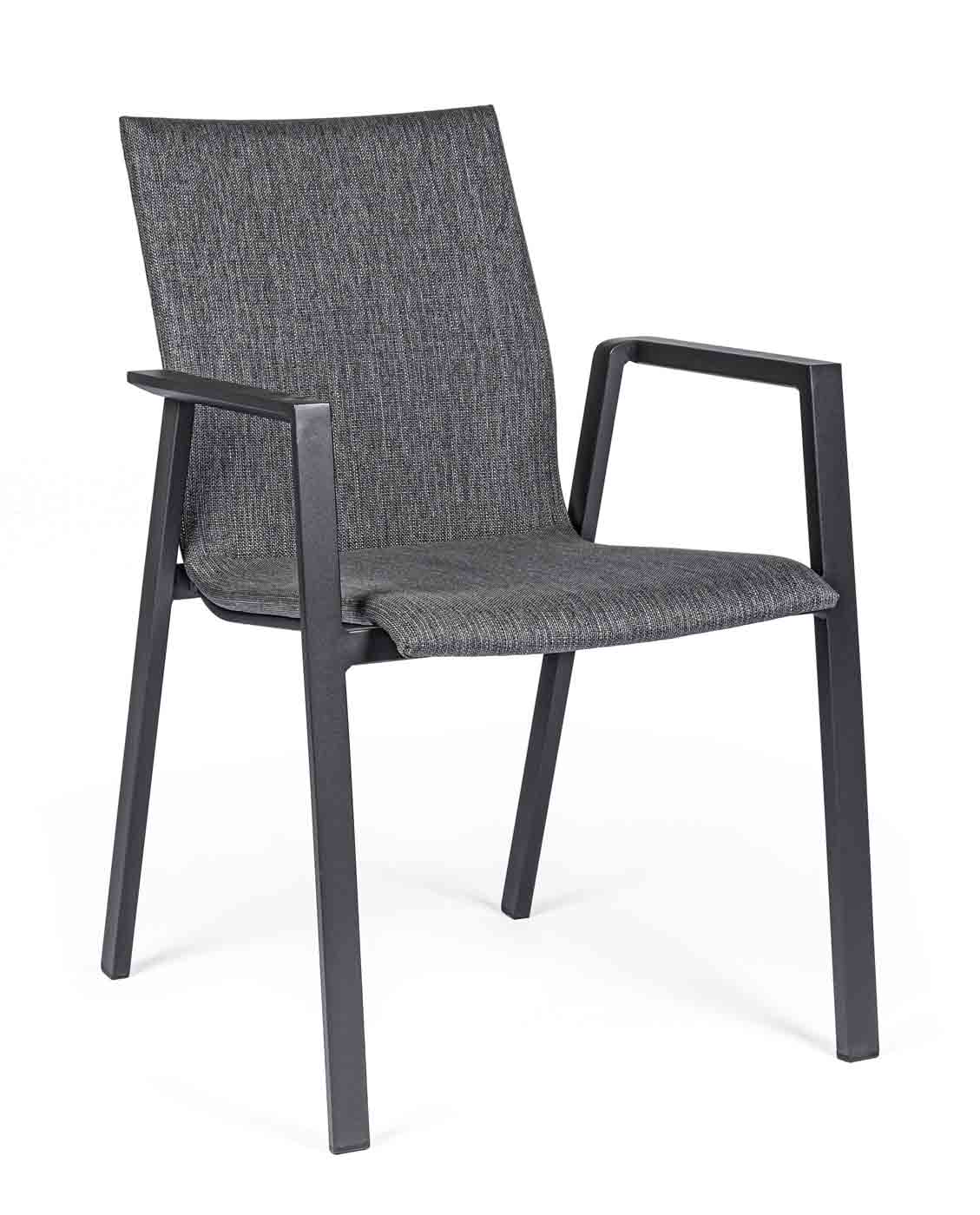 Gartenstuhl Odeon stapelbar mit Armlehne, Anthrazit Gartenstuhl Odeon stapelbar mit Armlehne, Anthrazit