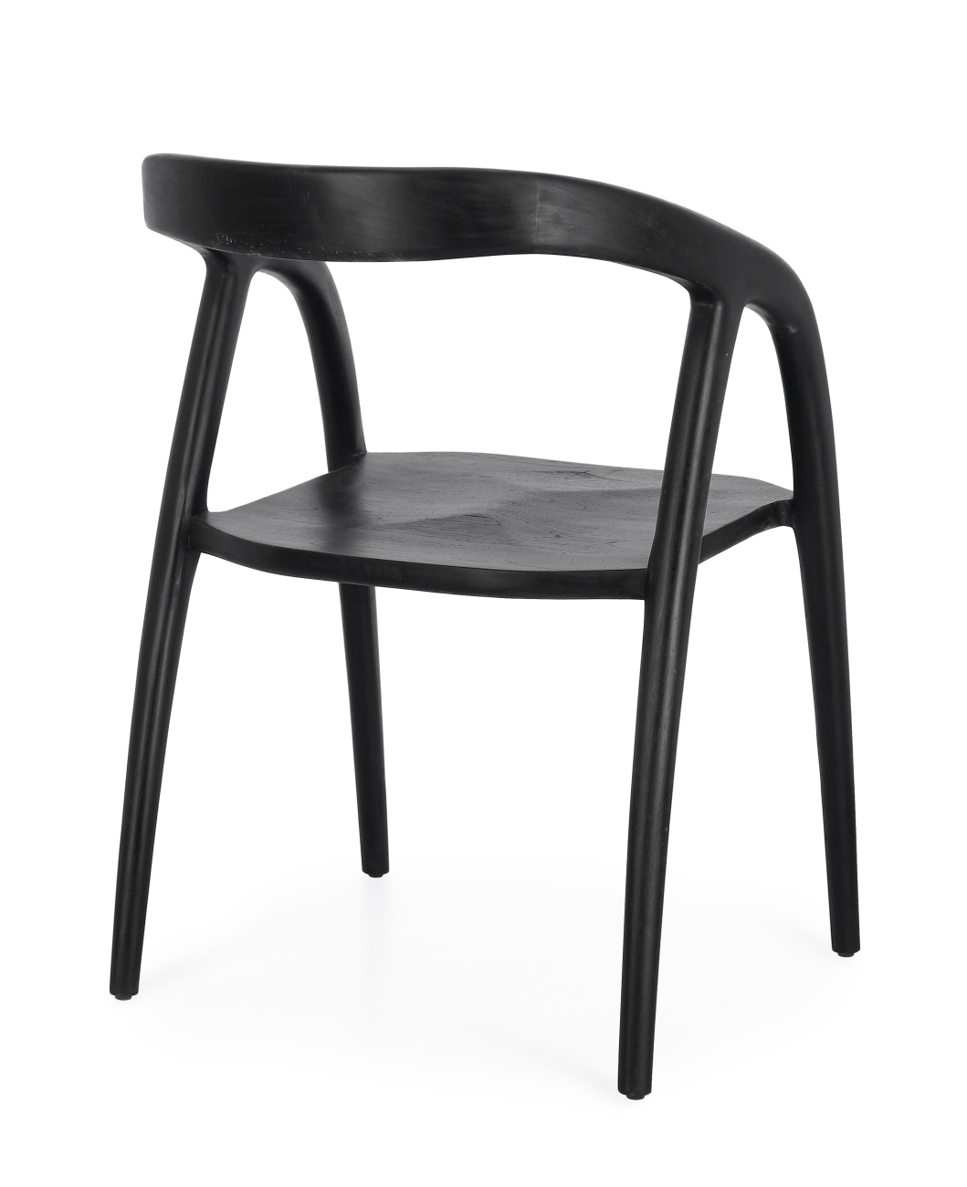 Esszimmerstuhl Dotty aus Teakholz, Schwarz