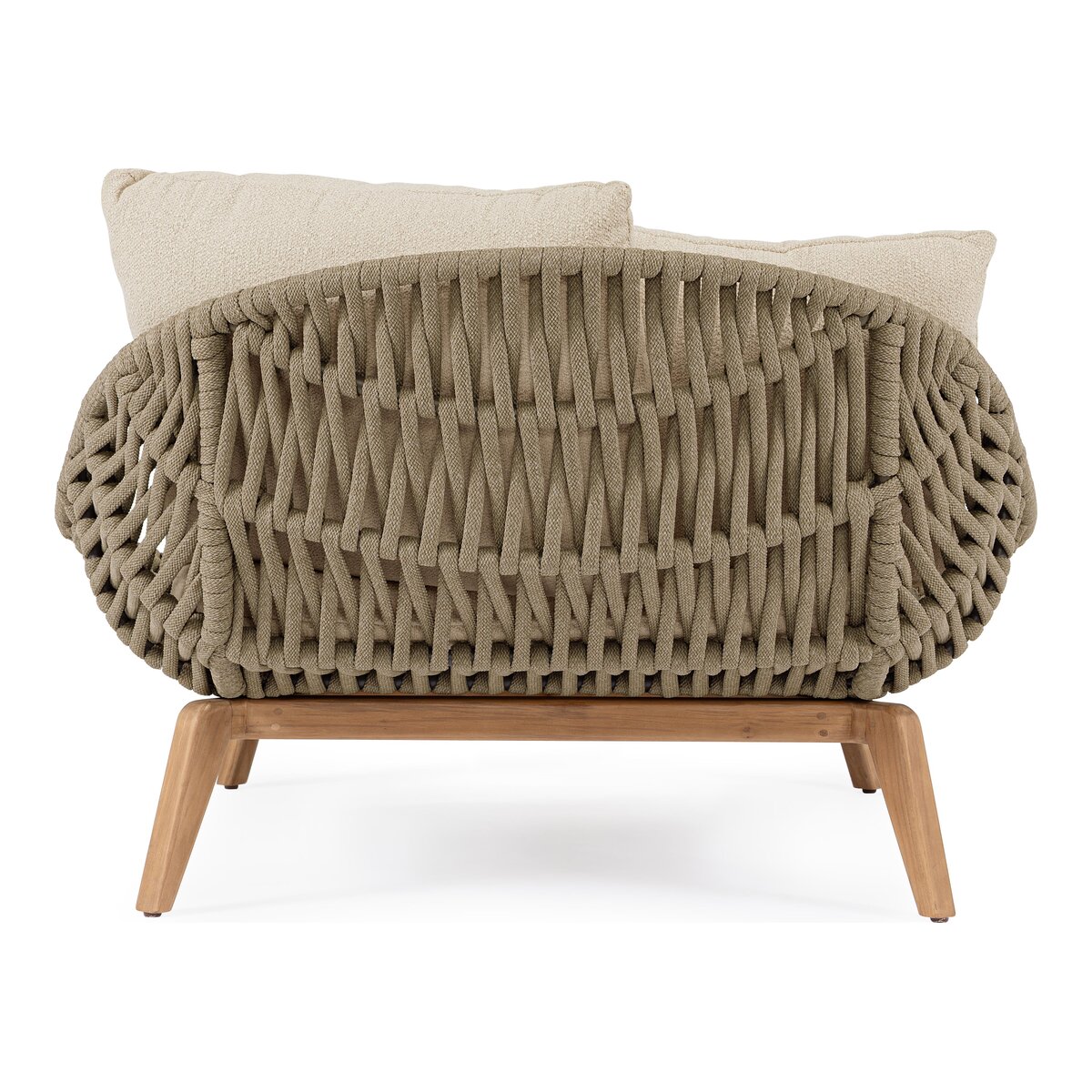 Gartendaybed Tamires - Teakholz Natur, Seilgeflecht Taupe, inkl. Kissen