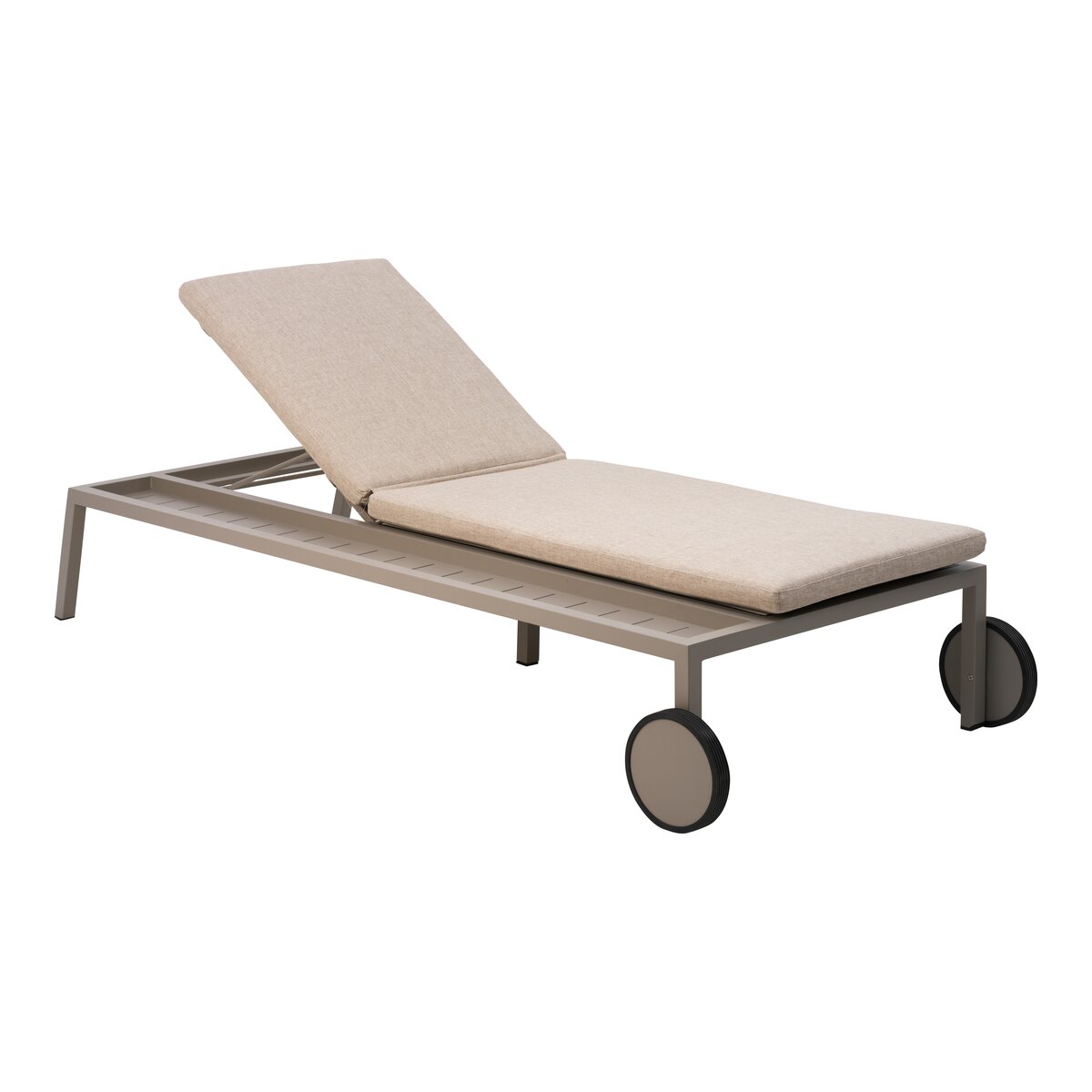 Sonnenliege Samvaro Khaki/Sand - mit integrierter Ablage aus Aluminium & Olefin