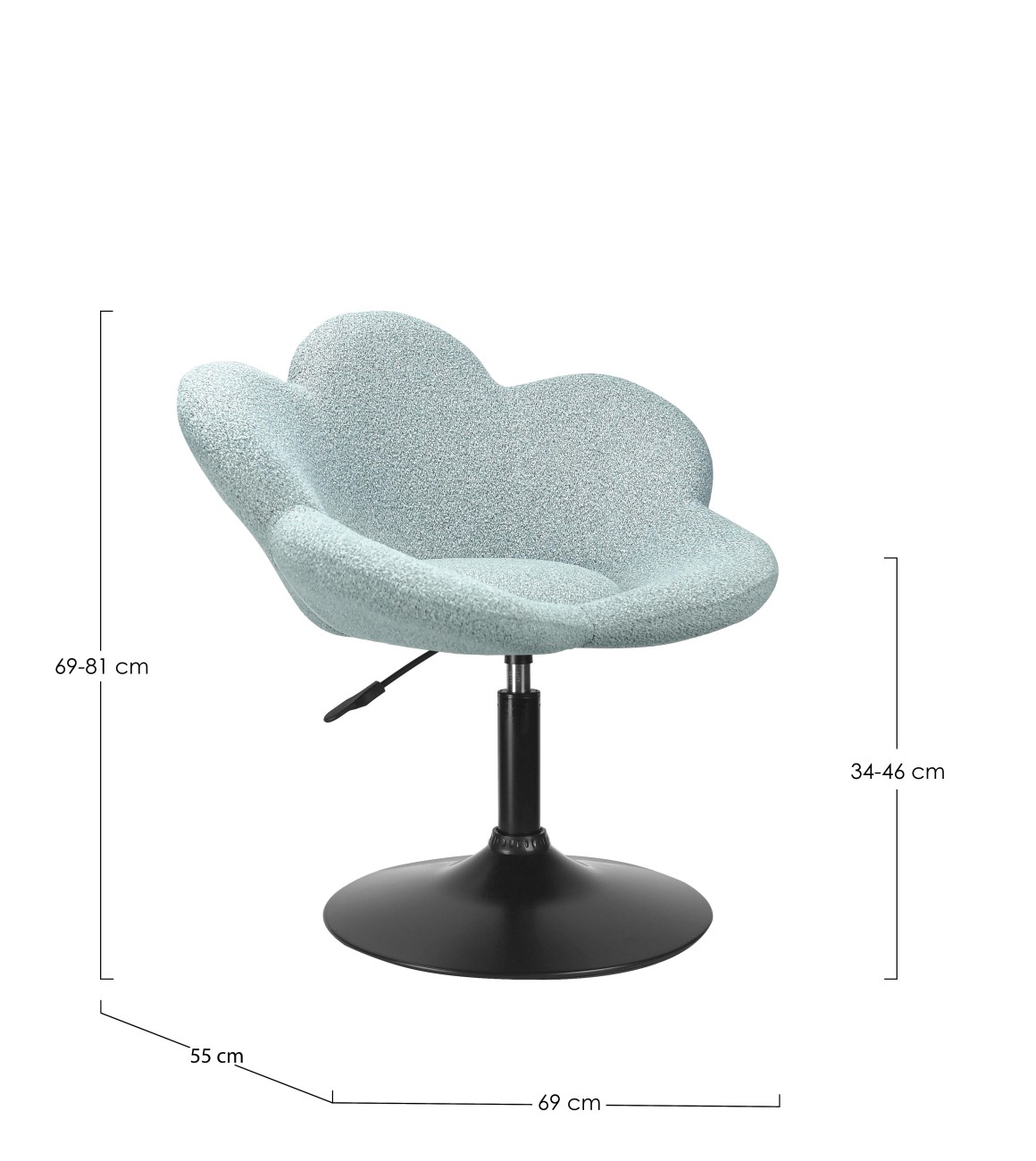 Esszimmerstuhl Fleur 2er-Set, Schwarz / Aquamarin