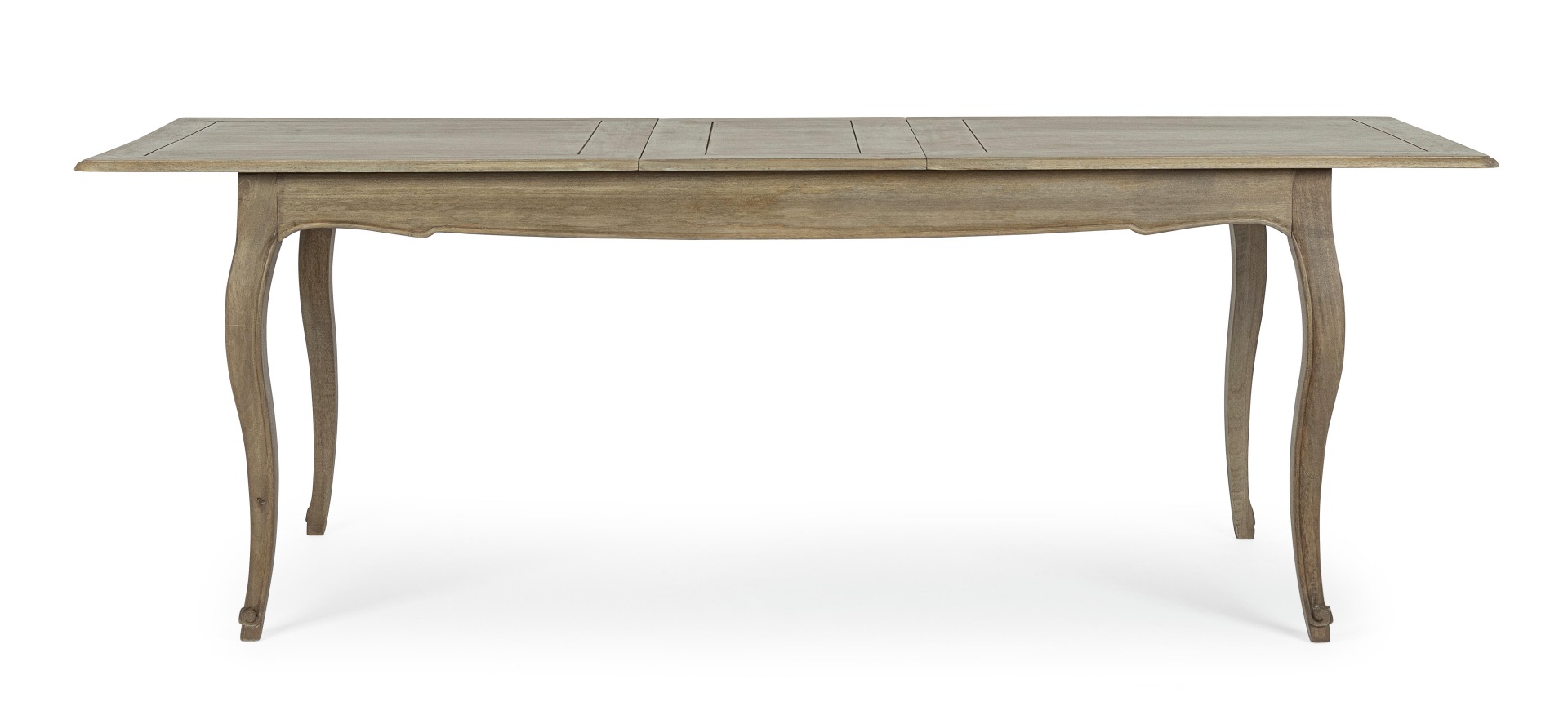 Der Esstisch Domitille überzeugt mit seinem klassischem Design. Gefertigt wurde er aus Mangoholz, welches einen natürlichen Farbton besitzt. Der Tisch ist ausziehbar von einer Länge von 180 cm auf 225 cm.