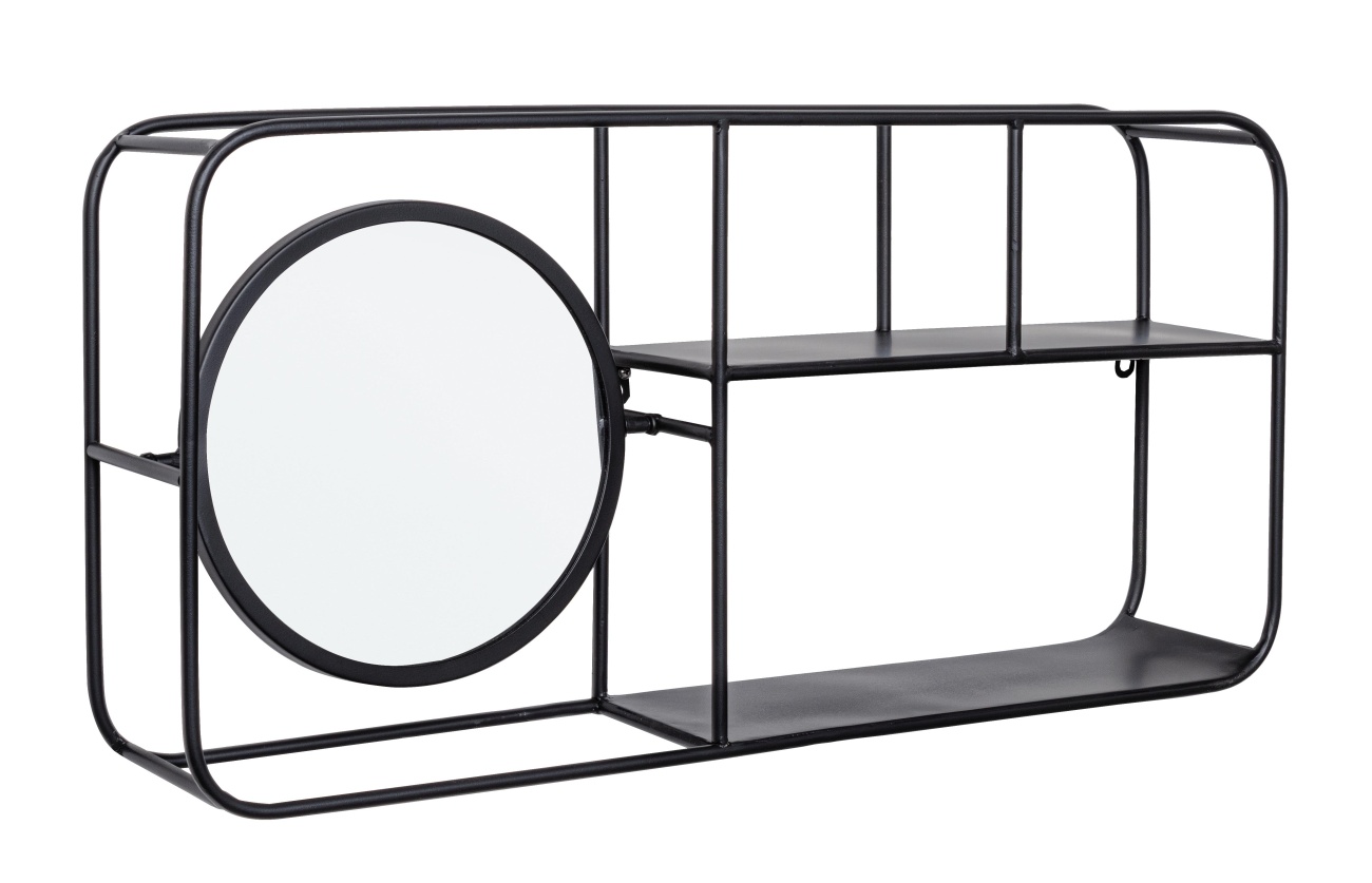 Wandregal Nucleos mit Spiegel, Schwarz Wandregal Nucleos mit Spiegel, Schwarz