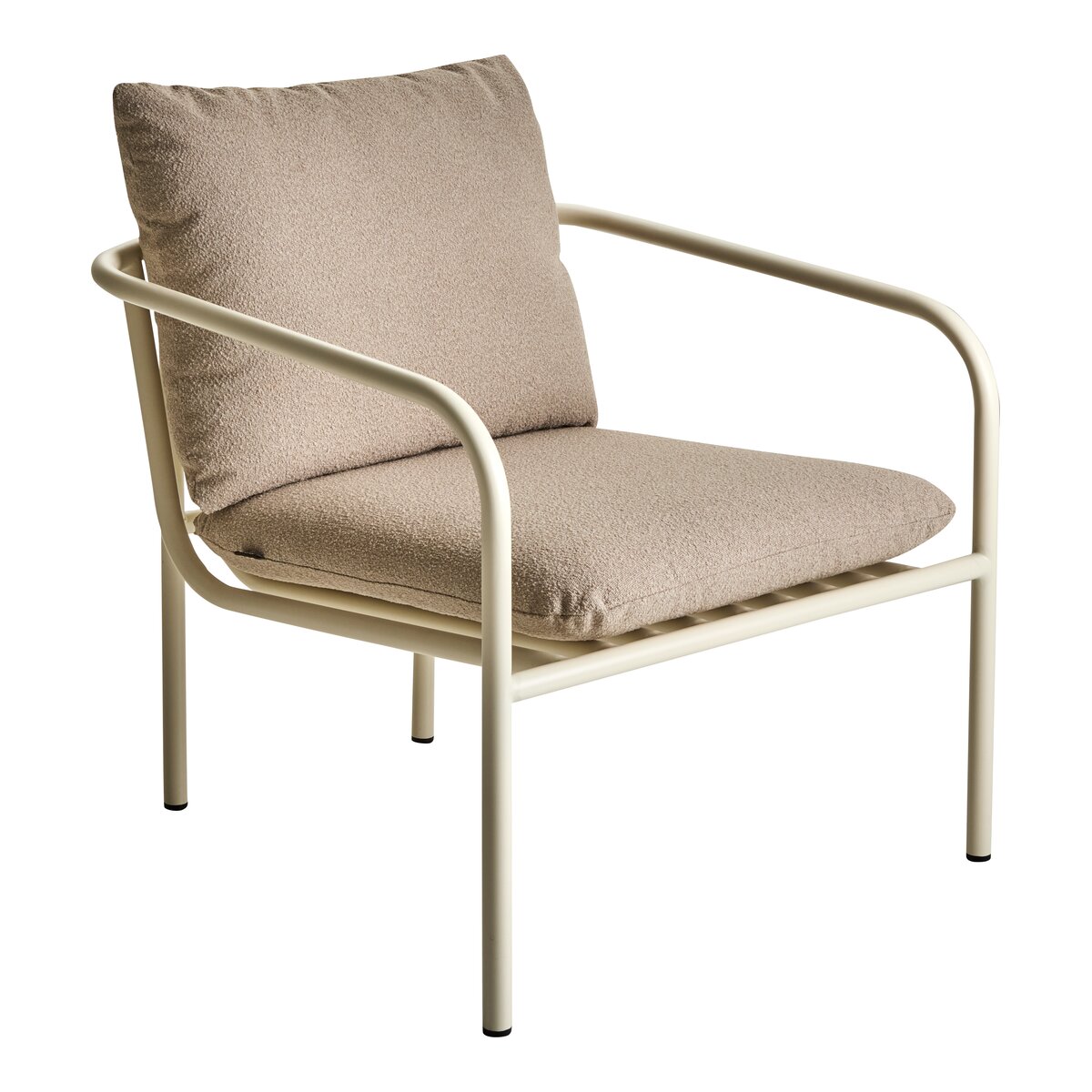 Gartensessel Bendt mit Kissen aus Aluminium, modern skandinavisch, perlweiß, komfortabel gepolstert