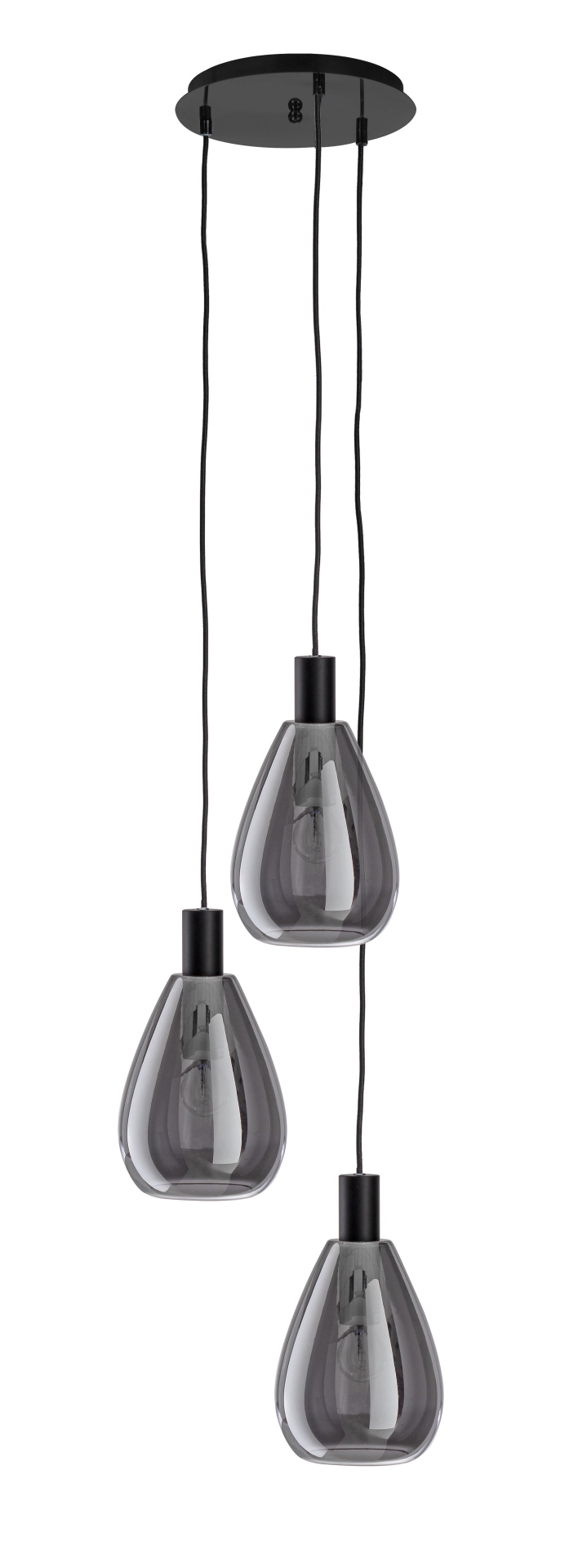 Die Hängeleuchte Glaring überzeugt mit ihrem modernen Design. Gefertigt wurde sie aus Metall, welches einen schwarzen Farbton besitzt. Die Lampenschirme sind aus Glas und sind abgedunkelt. Die Lampe besitzt eine Höhe von 160 cm.