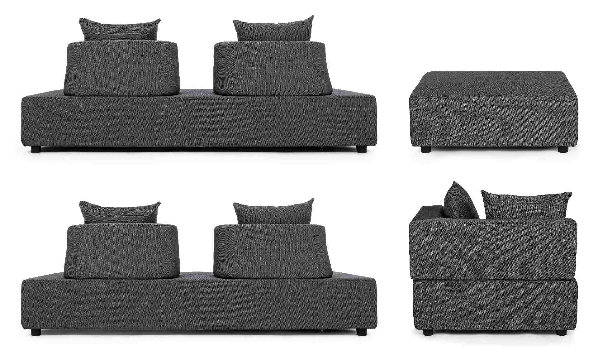 Gartenlounge Sofa Piper mit Kissen und verstellbarer Rückenlehne