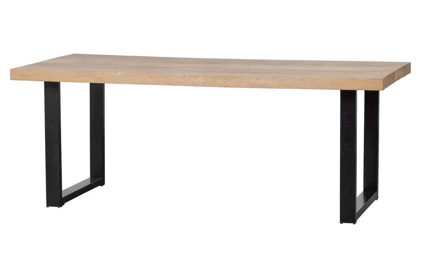 Esstisch Tablo Mangoholz Tischplatte und schöner natürlicher Oberfläche inkl. Metallgestell U-Form in Schwarz