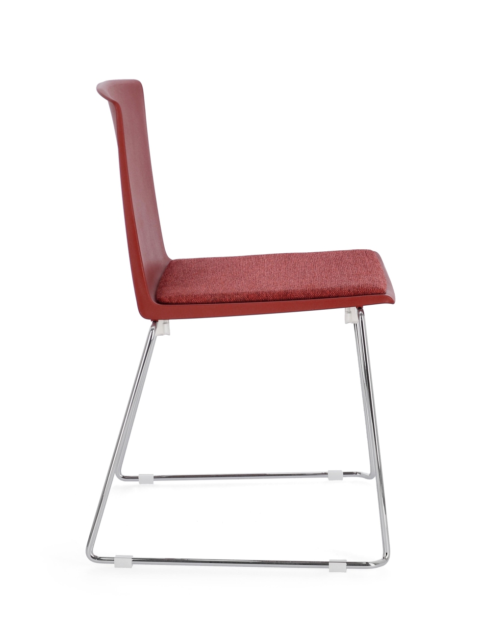 Esszimmerstuhl Giulia 4er-Set aus Metall, Silber/Rot