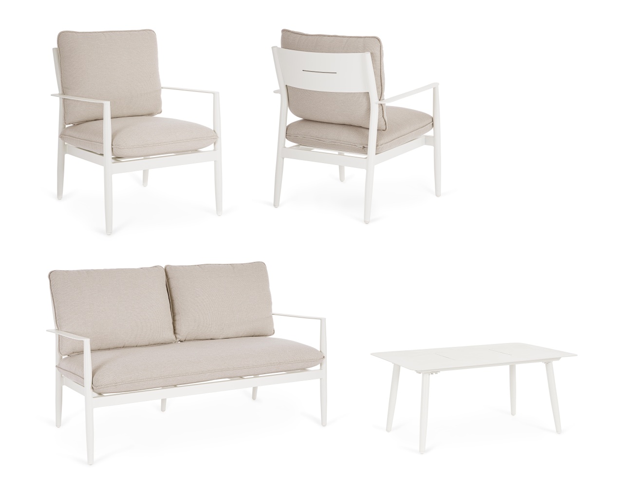 Garten-Set Nebula 4er Gruppe, Weiß