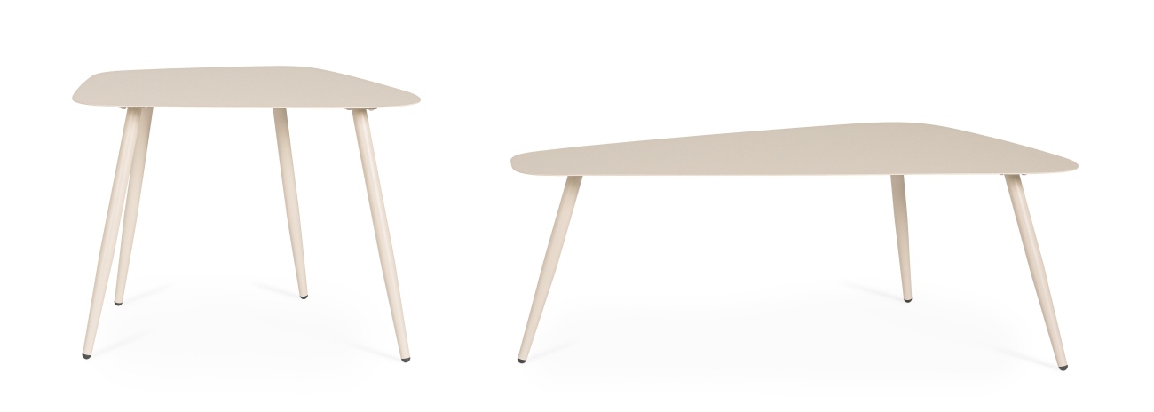 Gartencouchtisch Yvonne 2er-Set aus Metall, Champagner