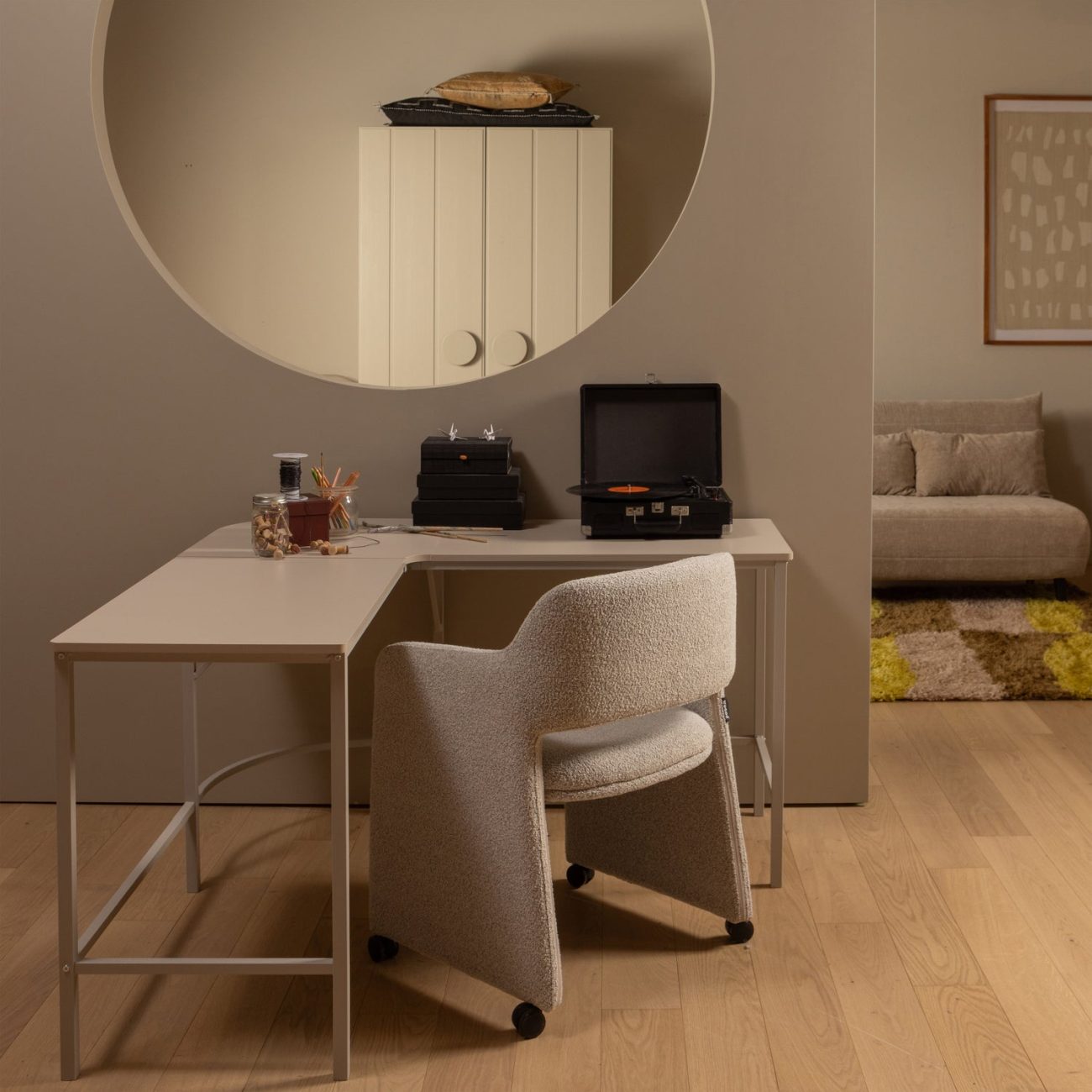 Esszimmerstuhl Lyric mit Rädern, Grau