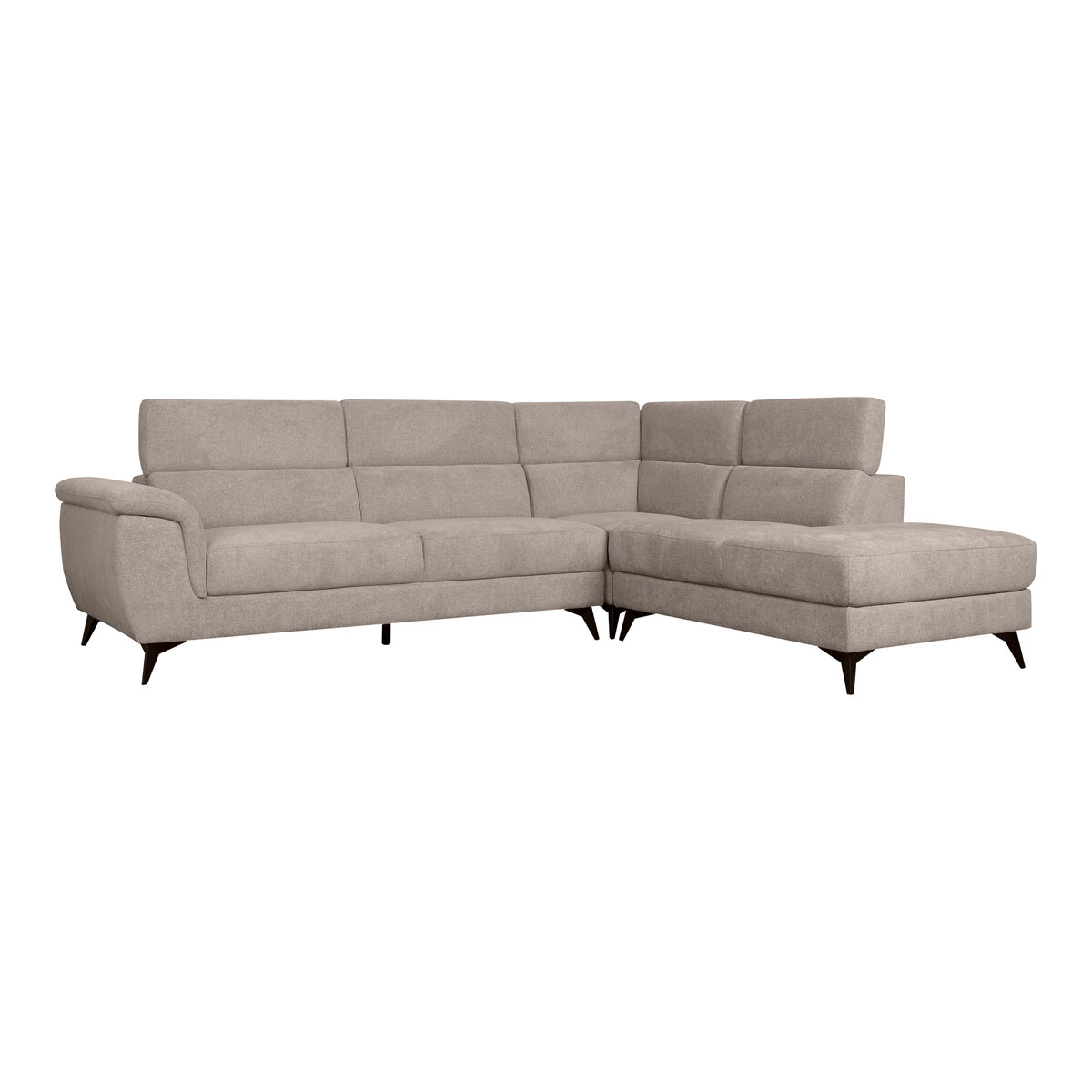 Ecksofa Sibet Rechts Taupe - mit OEKO-TEX Bezug & Kopfstütze