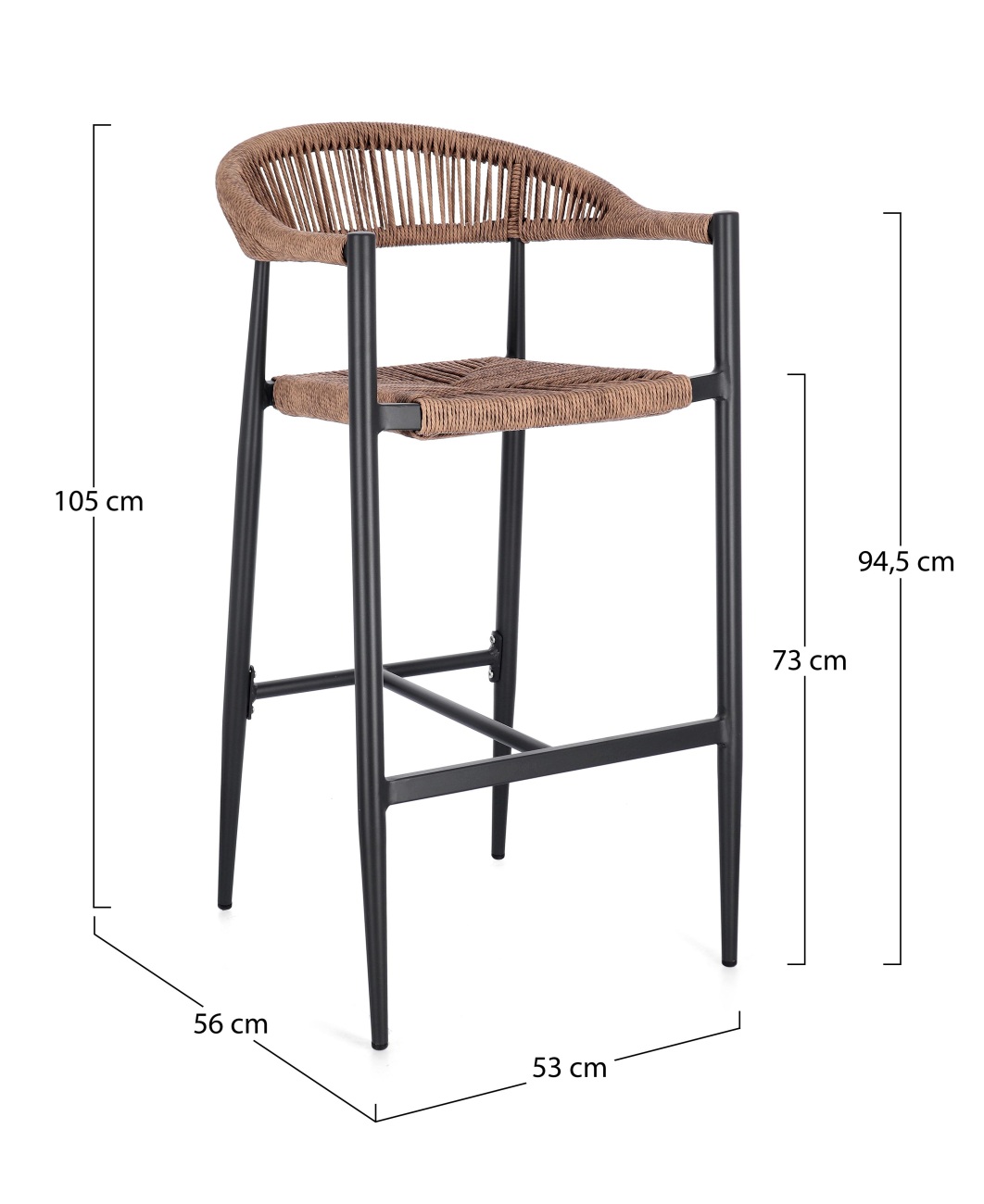 Gartenbarhocker Jandia aus Aluminium, Anthrazit / Natur