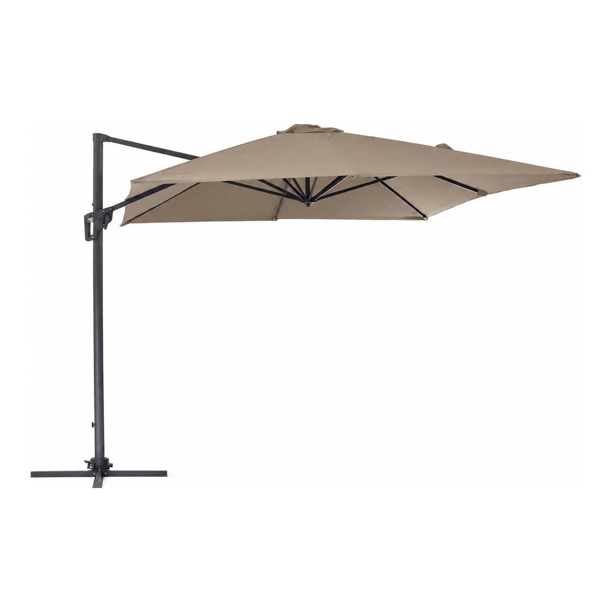 Ampelschirm Porto - Aluminium Anthrazit, Polyester-Stoff Taupe, 3x3 m