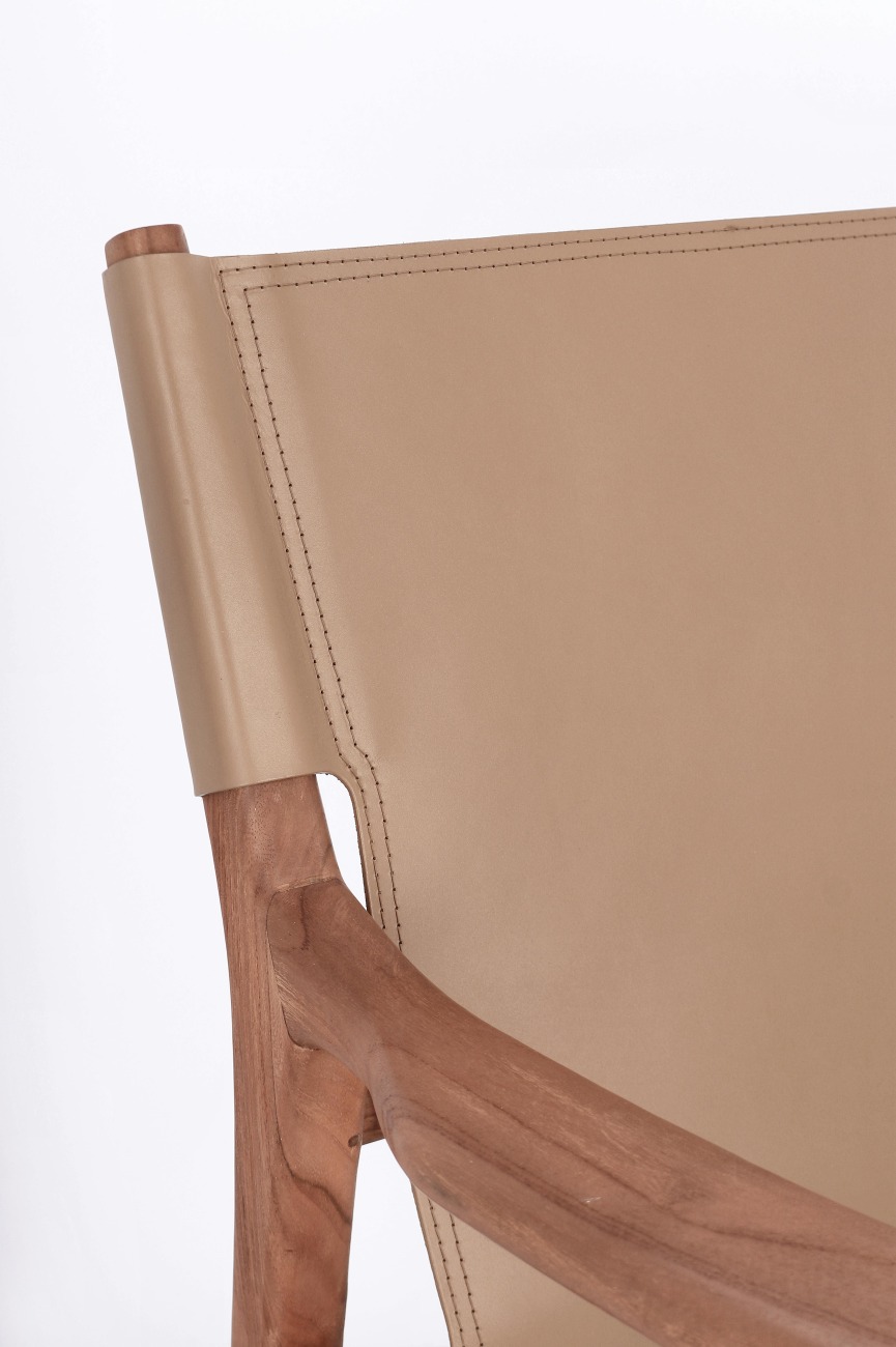 Sessel Caroline aus Teakholz, Taupe