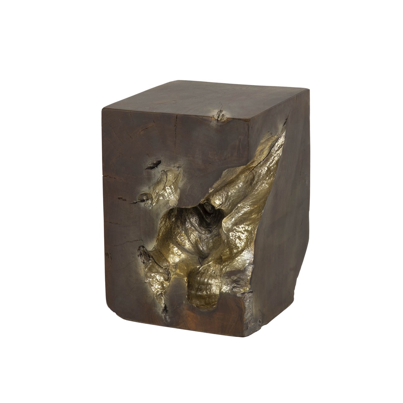 Beistelltisch Jounika - Teakholz massiv Braun, 30 x 30 cm