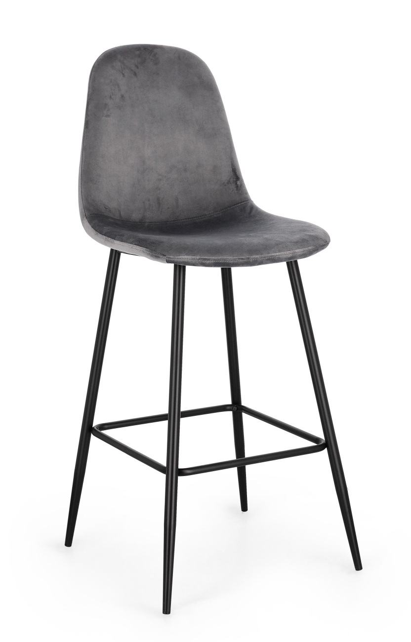 Barhocker New Irelia 2er- Set aus Samt, Dunkelgrau Barhocker New Irelia 2er- Set aus Samt, Dunkelgrau