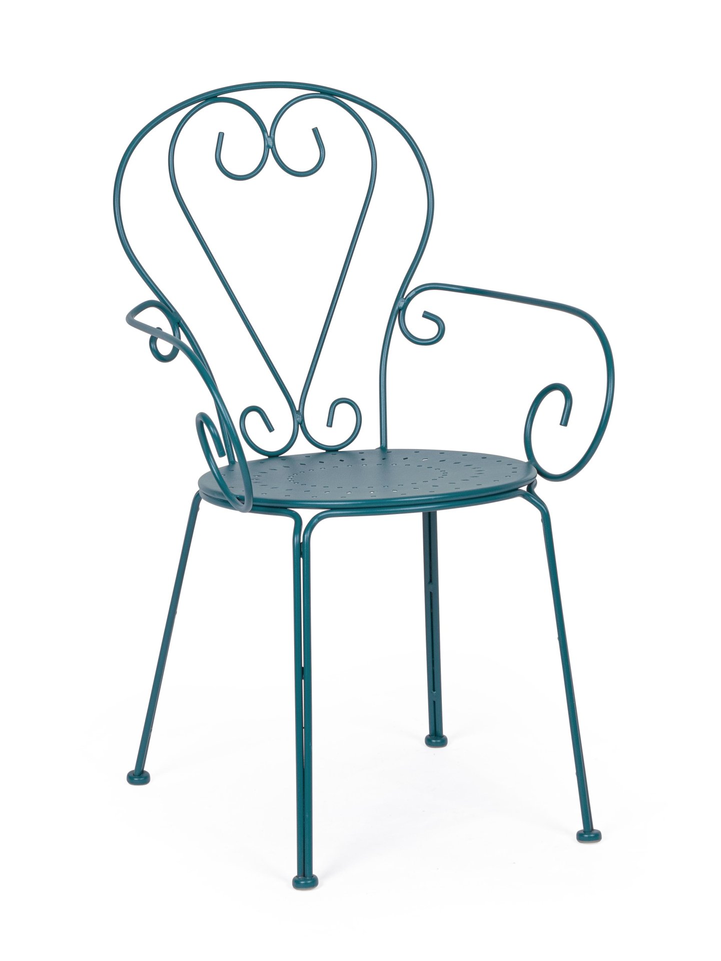 Der Gartenstuhl Etienne überzeugt mit seinem klassischen Design. Gefertigt wurde er aus Aluminium, welches einen blauen Farbton besitzen. Das Gestell ist aus Aluminium und hat eine blauen Farbe. Der Stuhl verfügt über eine Sitzhöhe von 43 cm und ist für d