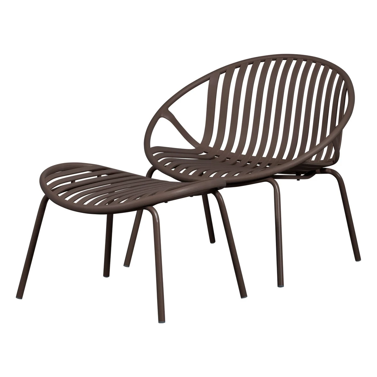 Gartensessel Bruce - Lila - Braun, inkl. Hocker