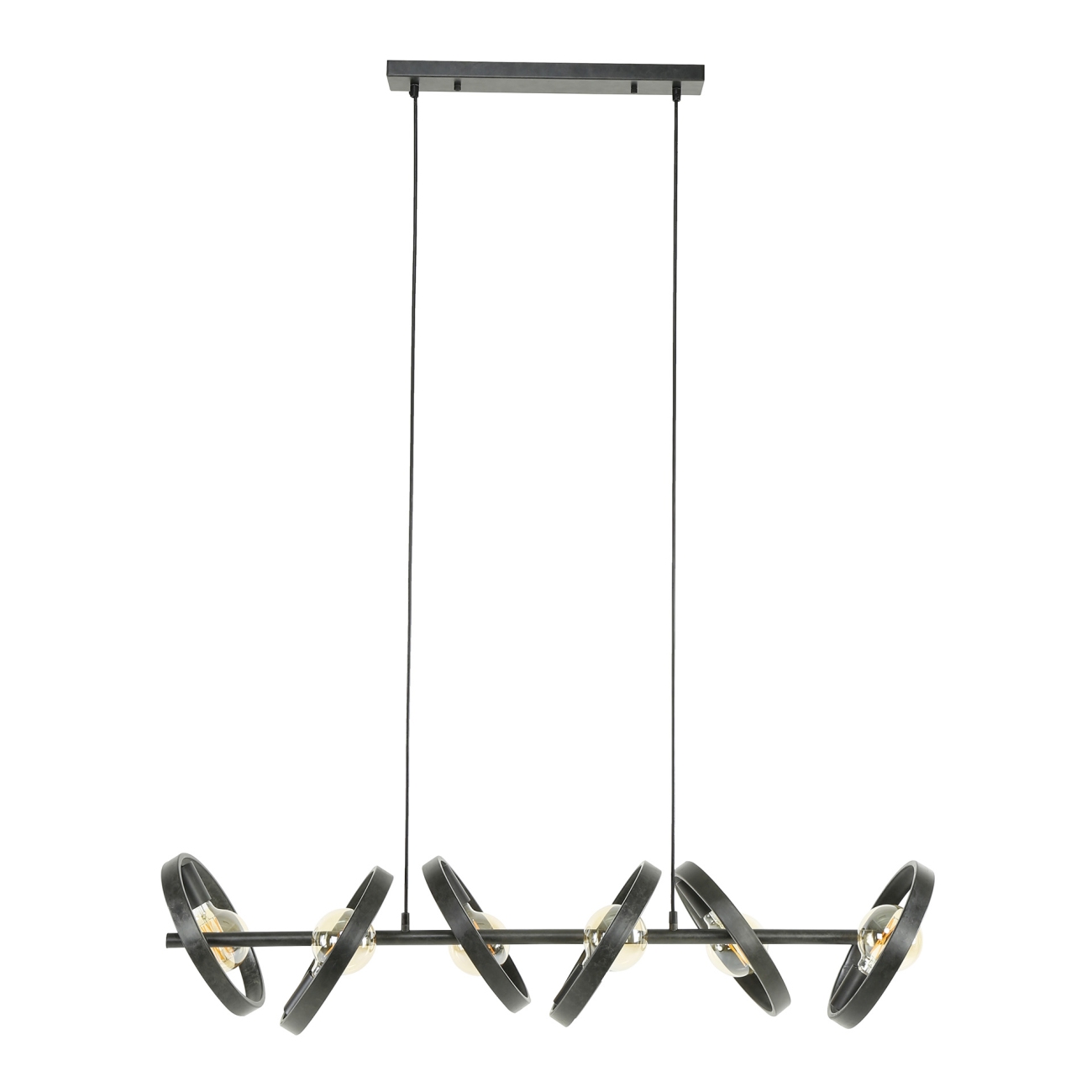 Hängeleuchte Duronda, 6-flammig - Anthrazit, drehbare Ringe, 120 cm Hängeleuchte Duronda, 6-flammig - Metall Anthrazit, 120 cm, inkl. LED
