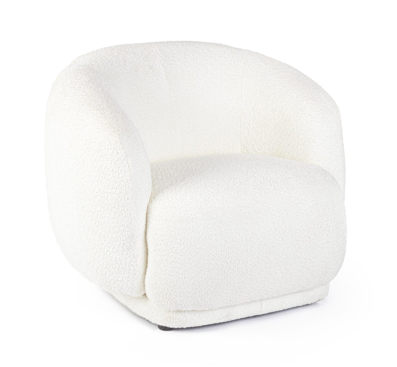 Der Sessel Tecla überzeugt mit seinem modernen Stil. Gefertigt wurde er aus Boucle-Stoff, welcher einen weißen Farbton besitzt. Der Sessel besitzt eine Sitzhöhe von 43 cm.