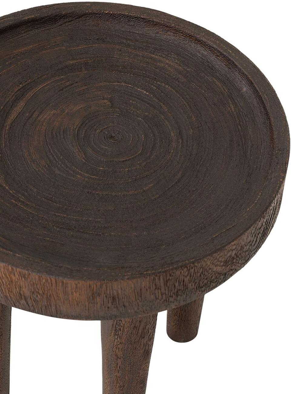 Der Beistelltisch Tray überzeugt mit seinem modernen Stil. Gefertigt wurde er aus Suarholz, welches einen braunen Farbton besitzt. Der Tisch besitzt einen Durchmesser von 45 cm