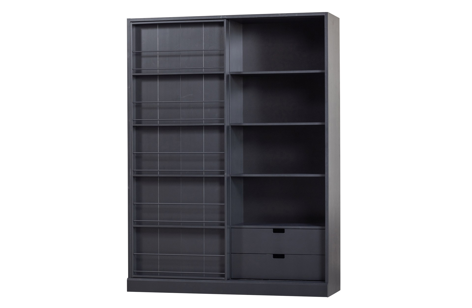 Schiebetürschrank Swing aus Kiefernholz, Schwarz Schiebetürschrank Swing aus Kiefernholz, Schwarz