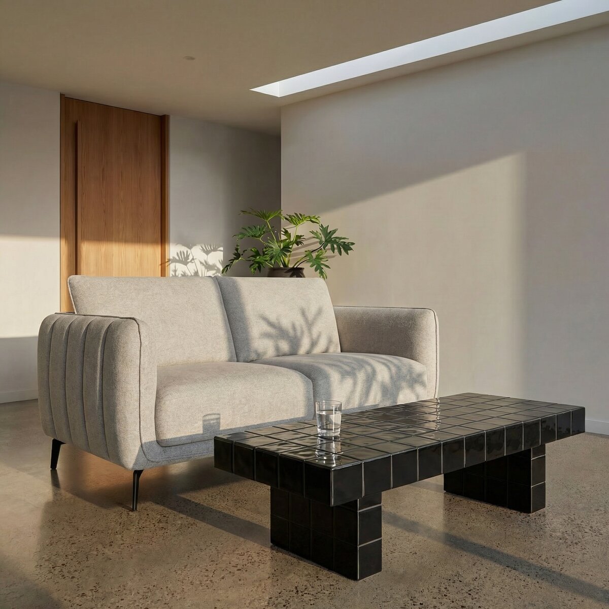 2-Sitzer Sofa Alenes Stoff Hellgrau - mit Taschenfederkern & weicher Polsterung