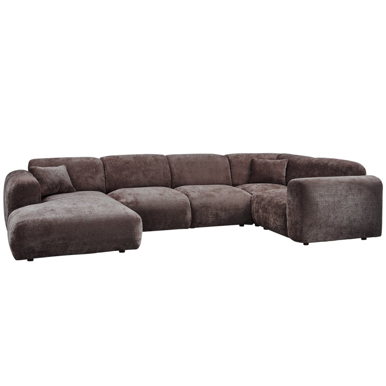 Ecksofa Cloud aus Chenille-Stoff Rechts, Braun Ecksofa Cloud aus Chenille-Stoff Rechts, Braun