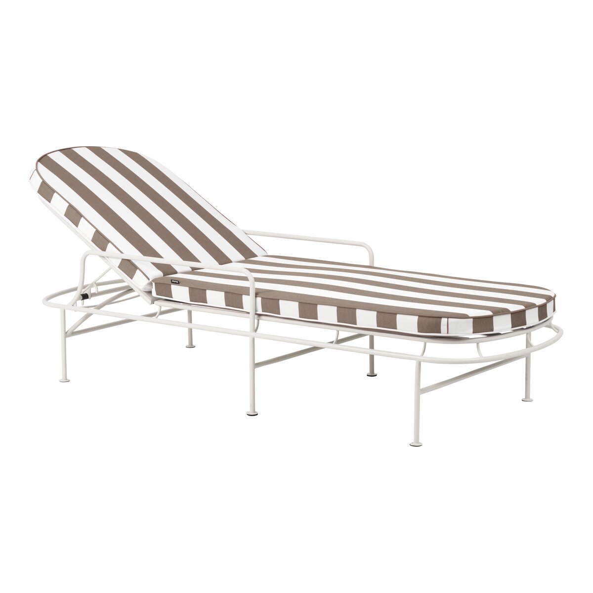 Sonnenliege Arts Weiß/Beige gestreift - elegante Outdoor-Gartenliege aus Metall & Olefin