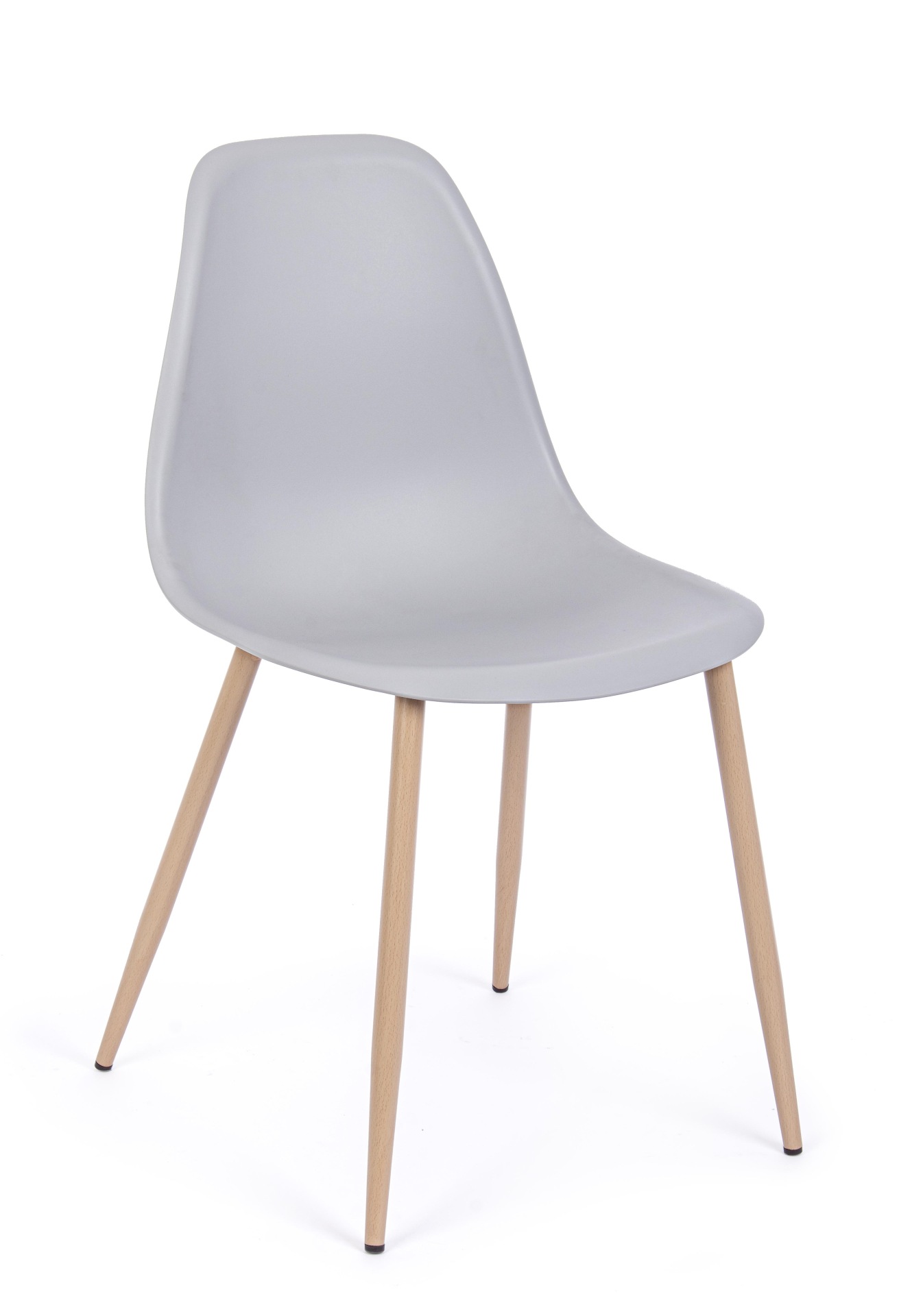 Der Stuhl Mandy überzeugt mit seinem modernem Design. Gefertigt wurde der Stuhl aus Kunststoff, welcher einen grauen Farbton besitzt. Das Gestell ist aus Metall, welches eine Holz-Optik besitzt. Die Sitzhöhe des Stuhls ist 45 cm.