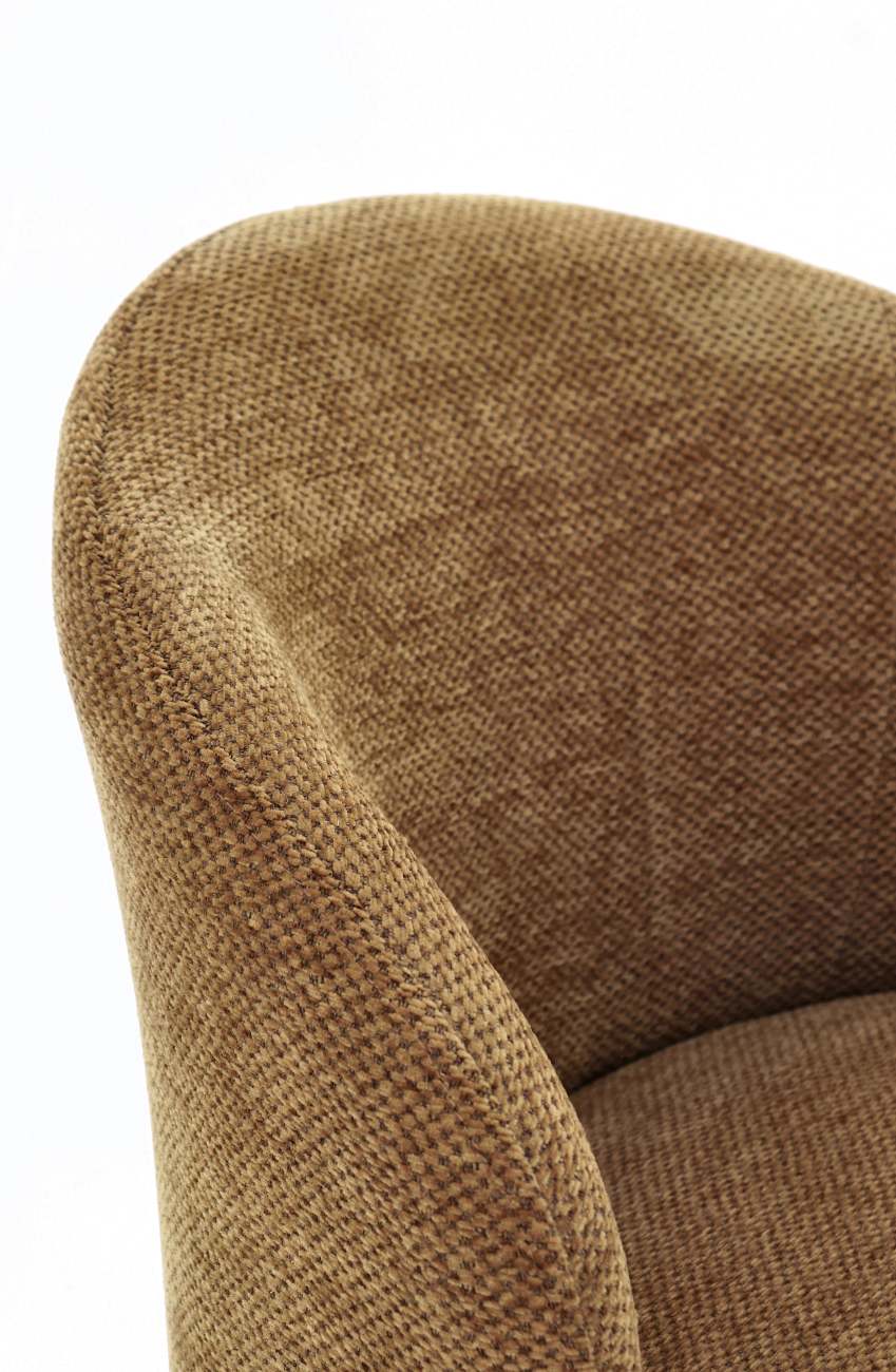 Esszimmerstuhl Gesien aus Chenille-Stoff, Ocker