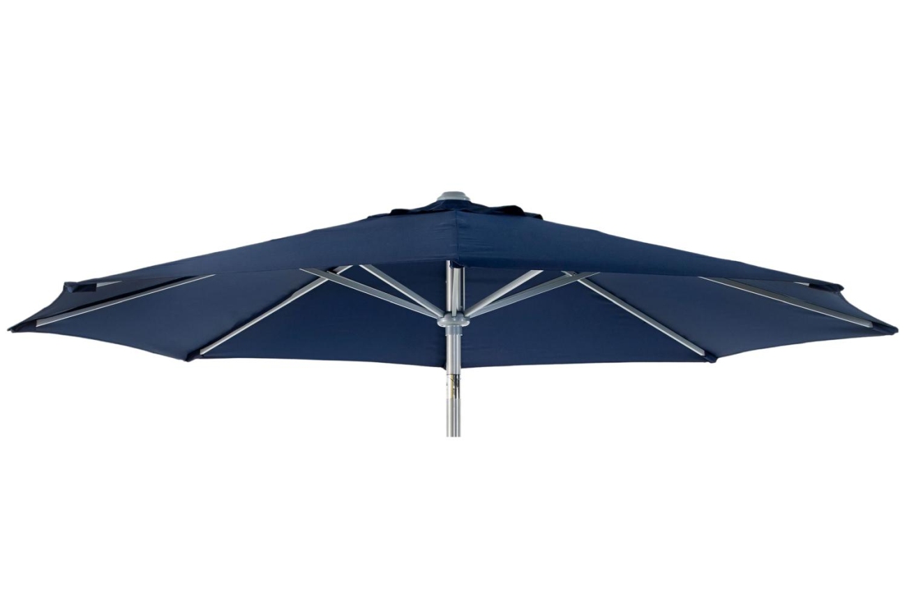 Der Sonnenschirm Andria überzeugt mit seinem modernen Design. Gefertigt wurde er aus Olefin-Stoff, welcher einen blauen Farbton besitzt. Das Gestell ist aus Metall und hat eine silberne Farbe. Der Schirm hat einen Durchmesser von 300 cm.