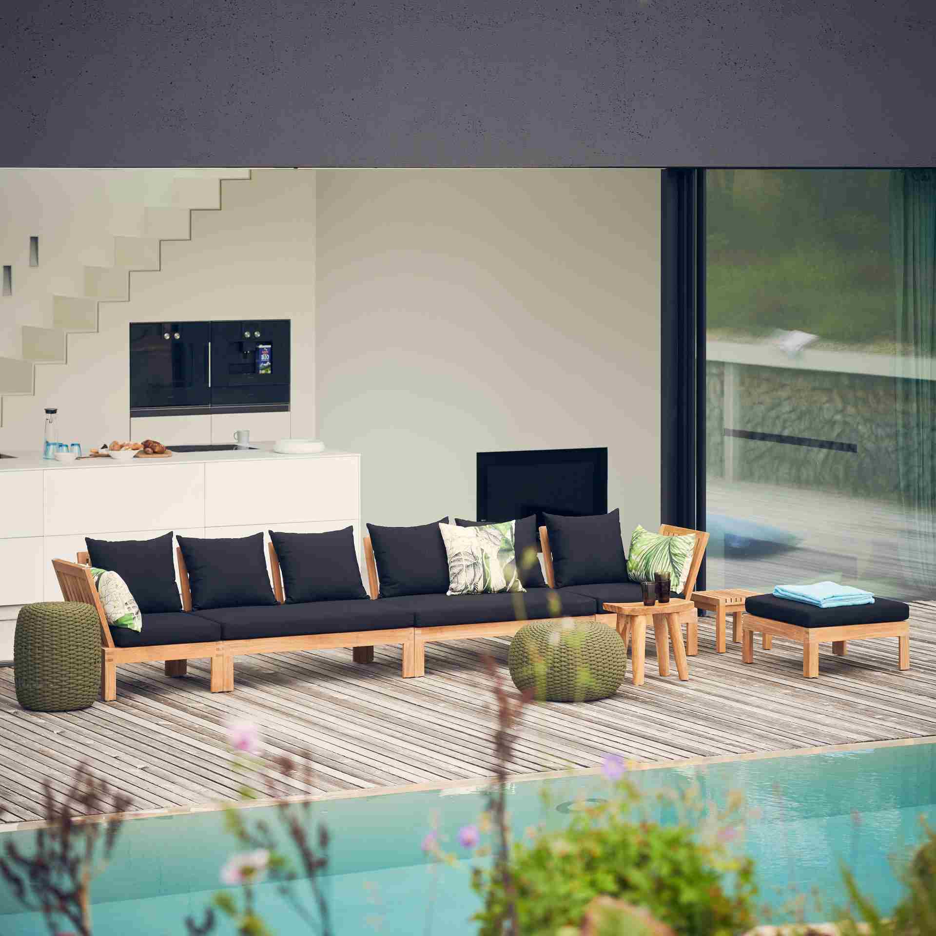 Lounge Korfu Eckelement aus Teakholz