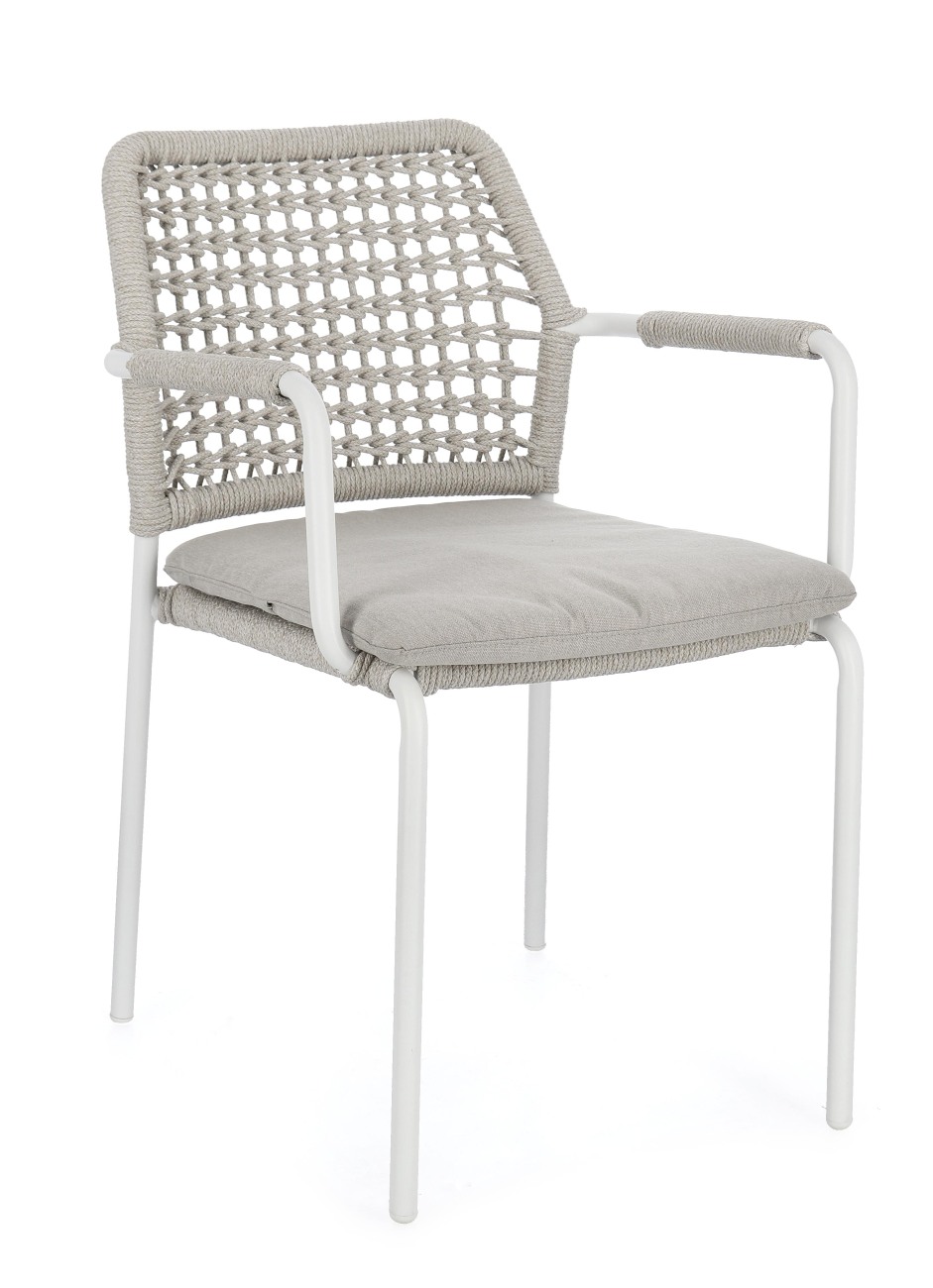 Gartenstuhl Rajada aus Aluminium, Hellgrau / Weiß